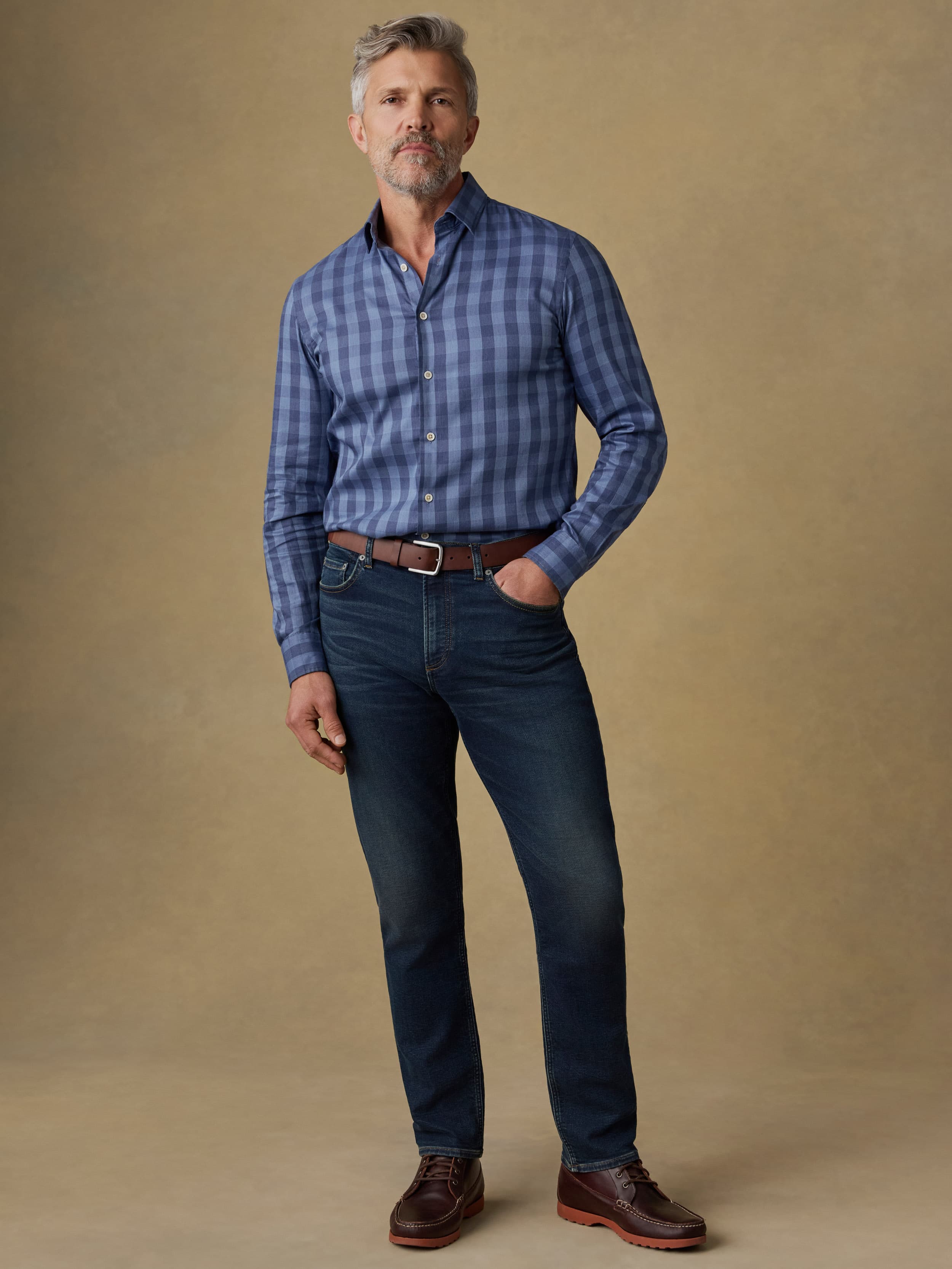 Movement™ Monterey Shirt - Navy Tide Check | Faherty Brand
