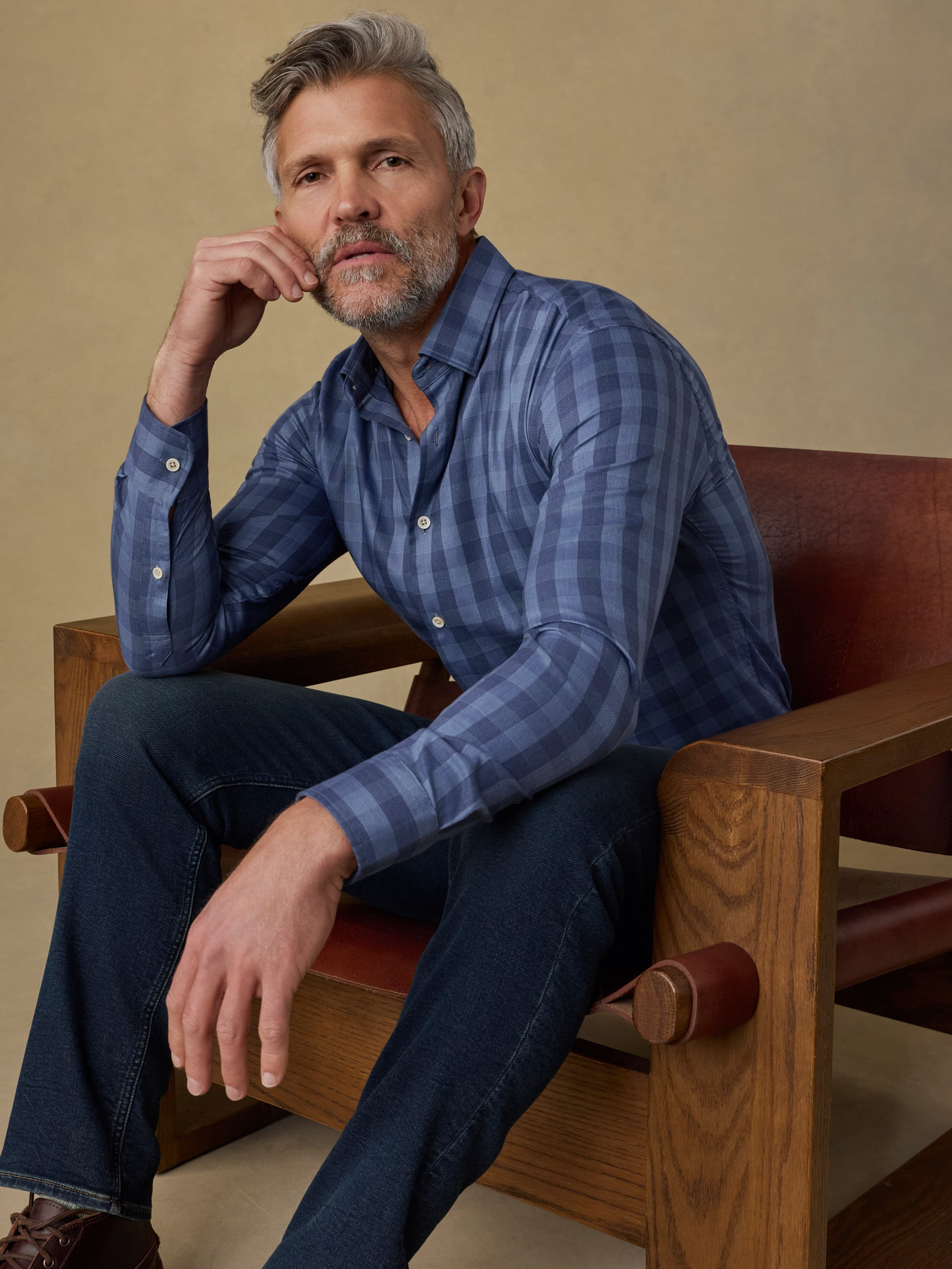 Movement™ Monterey Shirt - Navy Tide Check | Faherty Brand