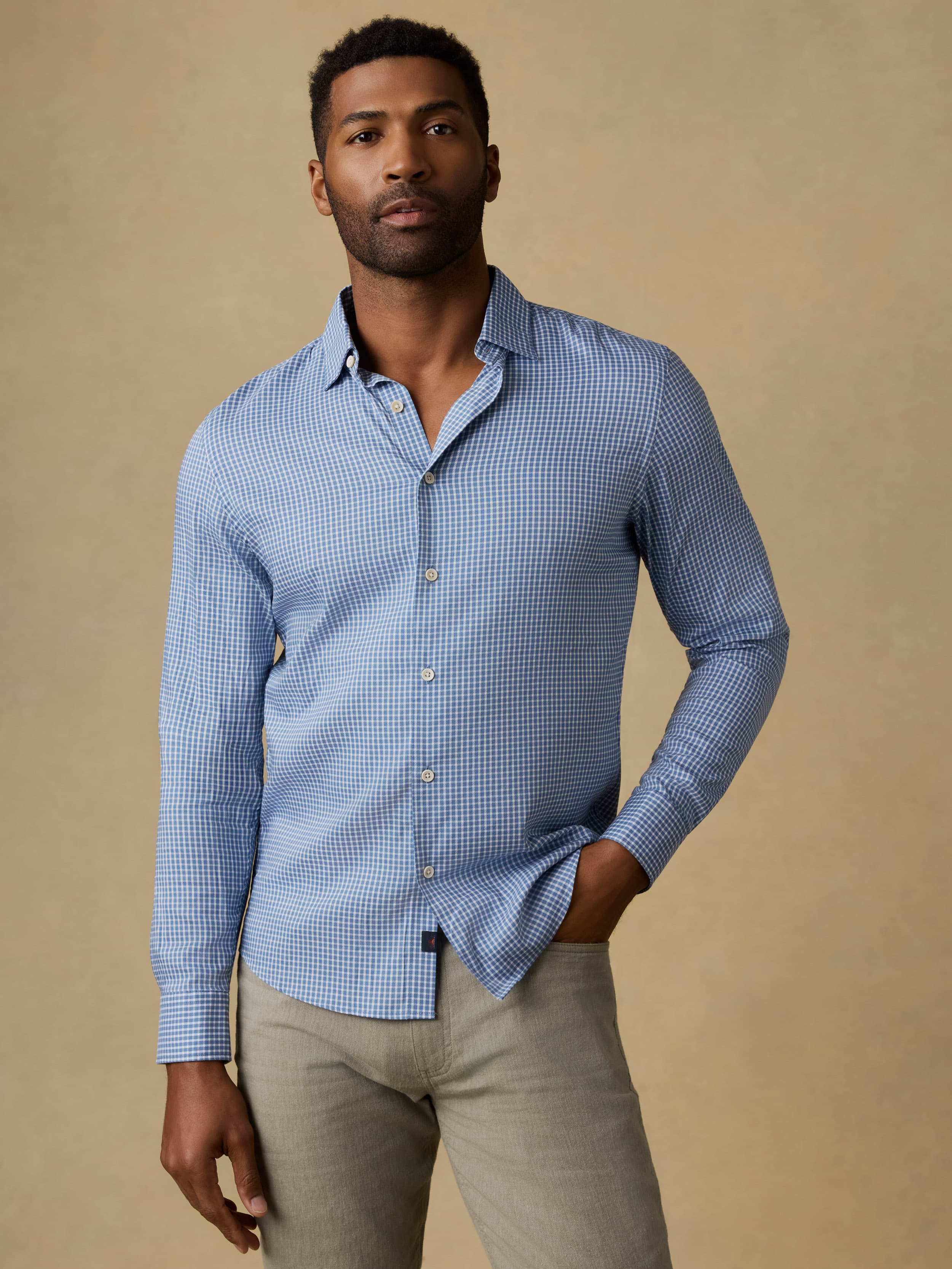 Movement™ Monterey Shirt - White Blue Check | Faherty Brand