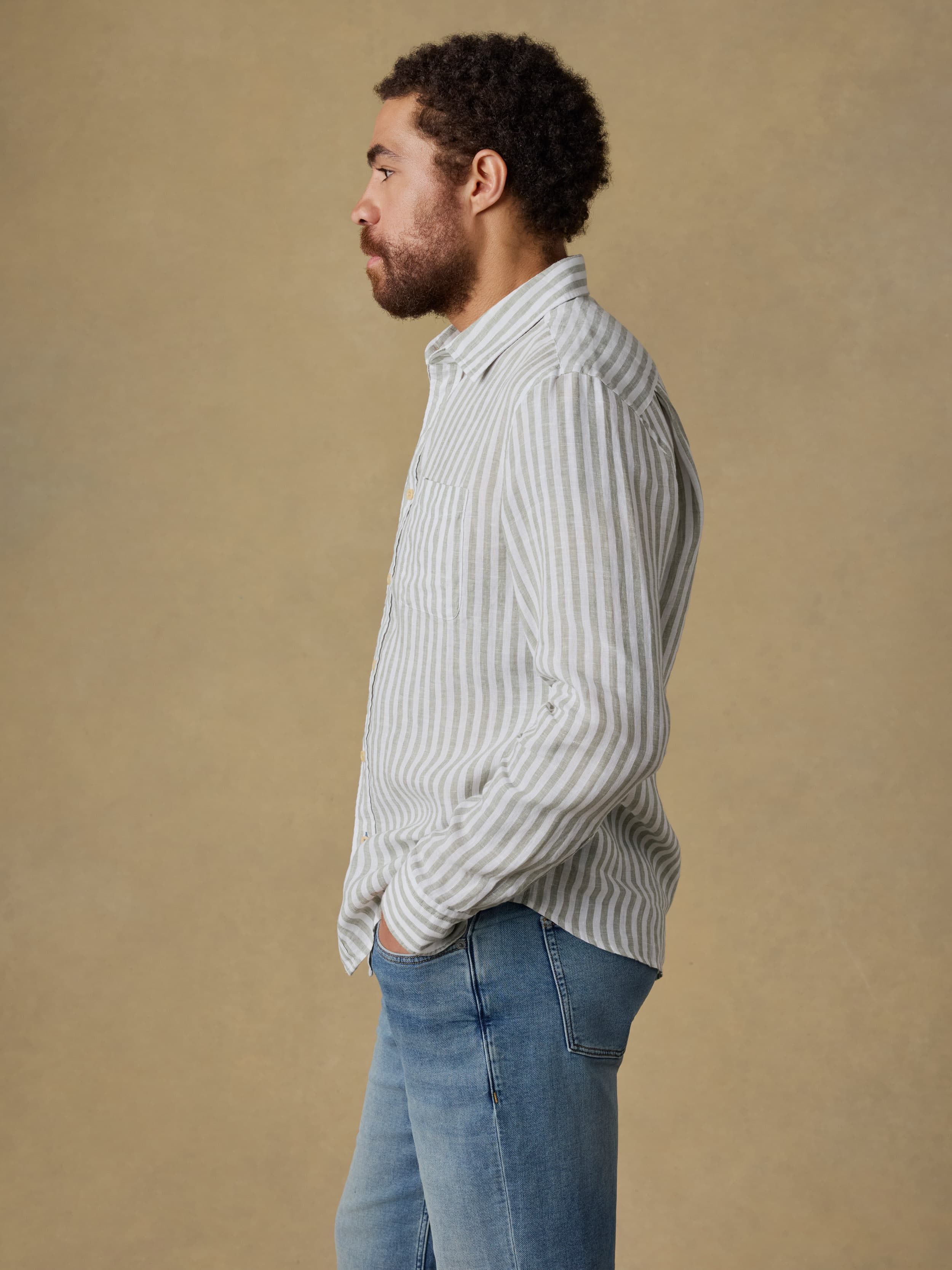 Laguna Linen Shirt - Green Hill Stripe | Faherty Brand
