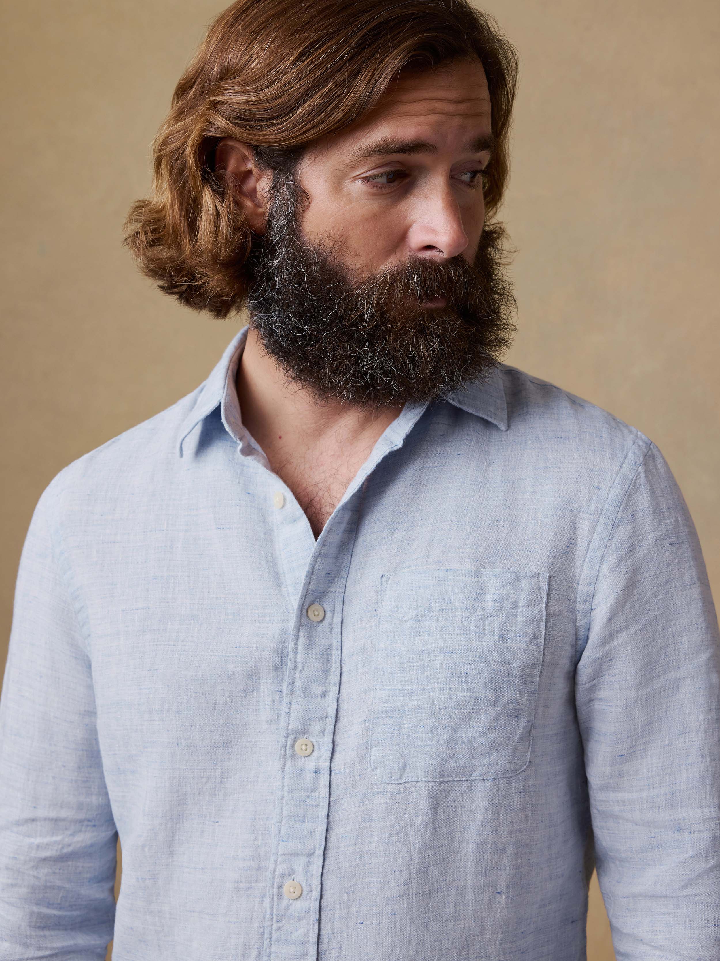 Laguna Linen Shirt - Light Blue Melange | Faherty Brand