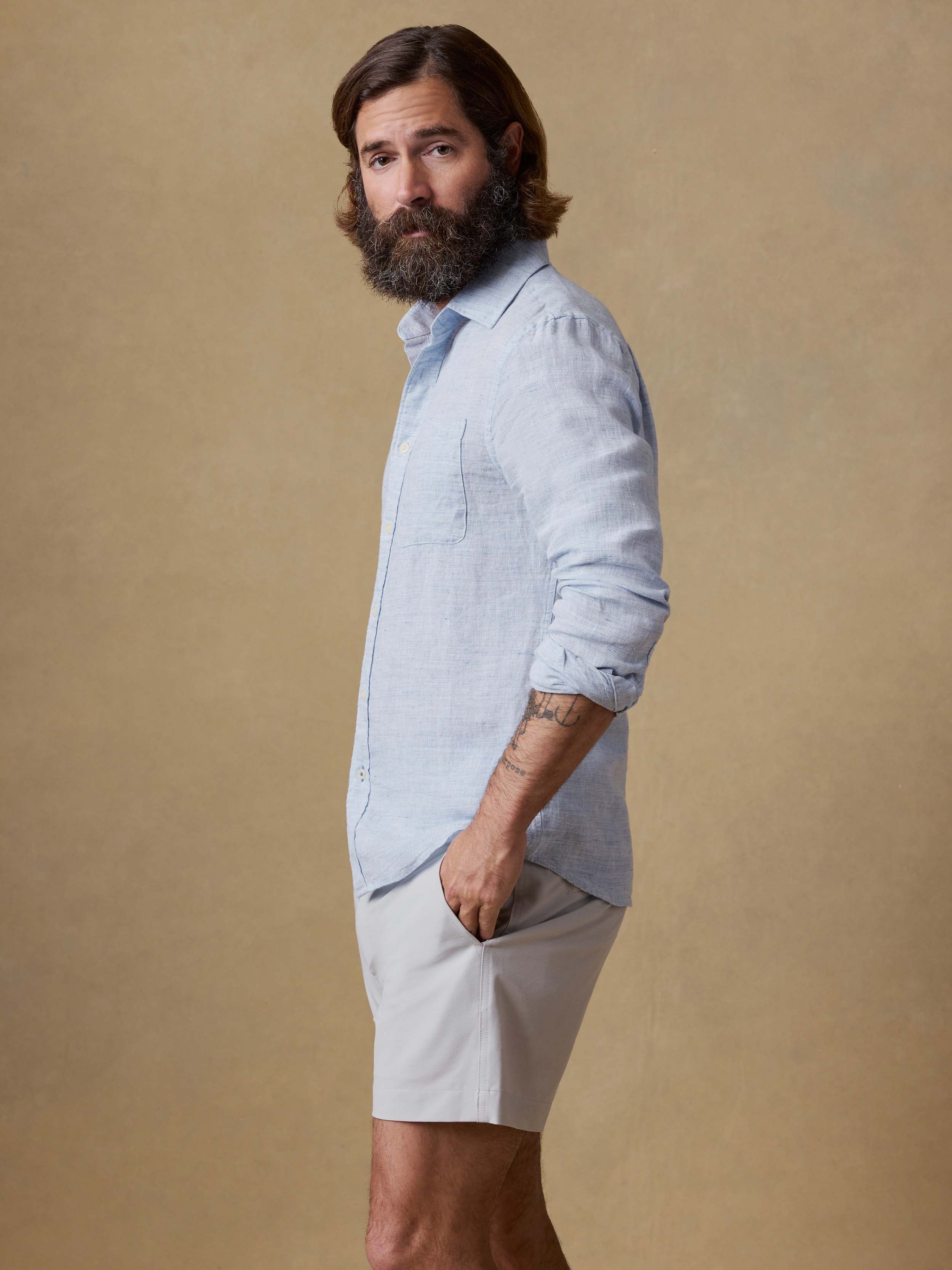Laguna Linen Shirt - Light Blue Melange | Faherty Brand