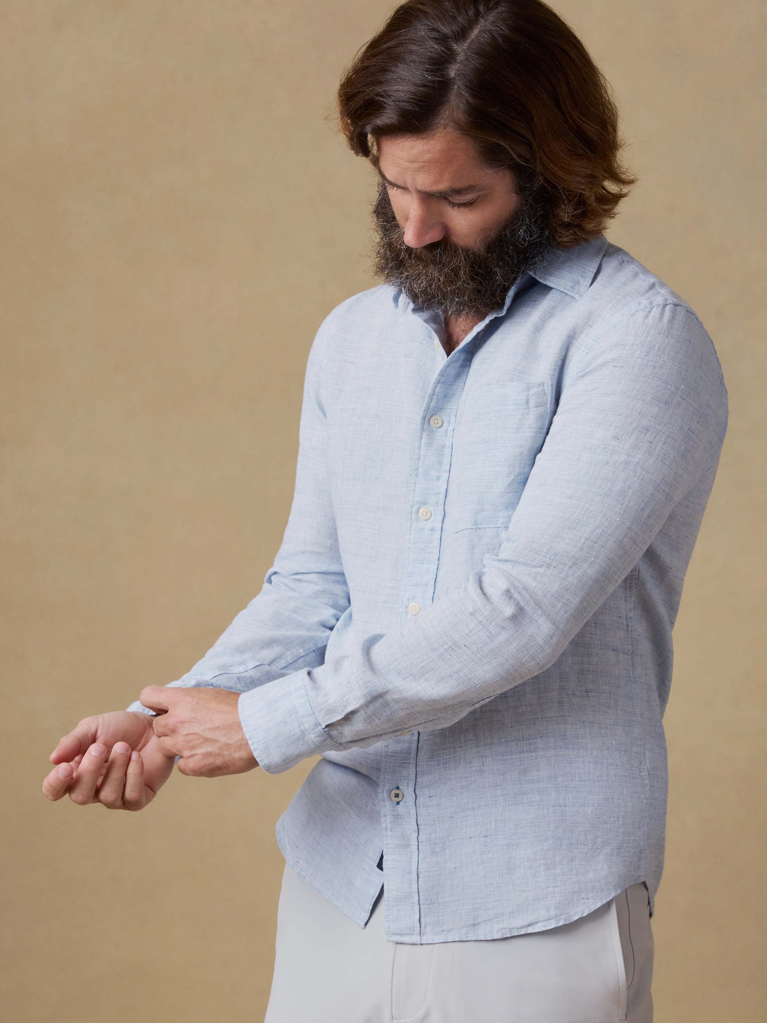 Laguna Linen Shirt - Light Blue Melange | Faherty Brand