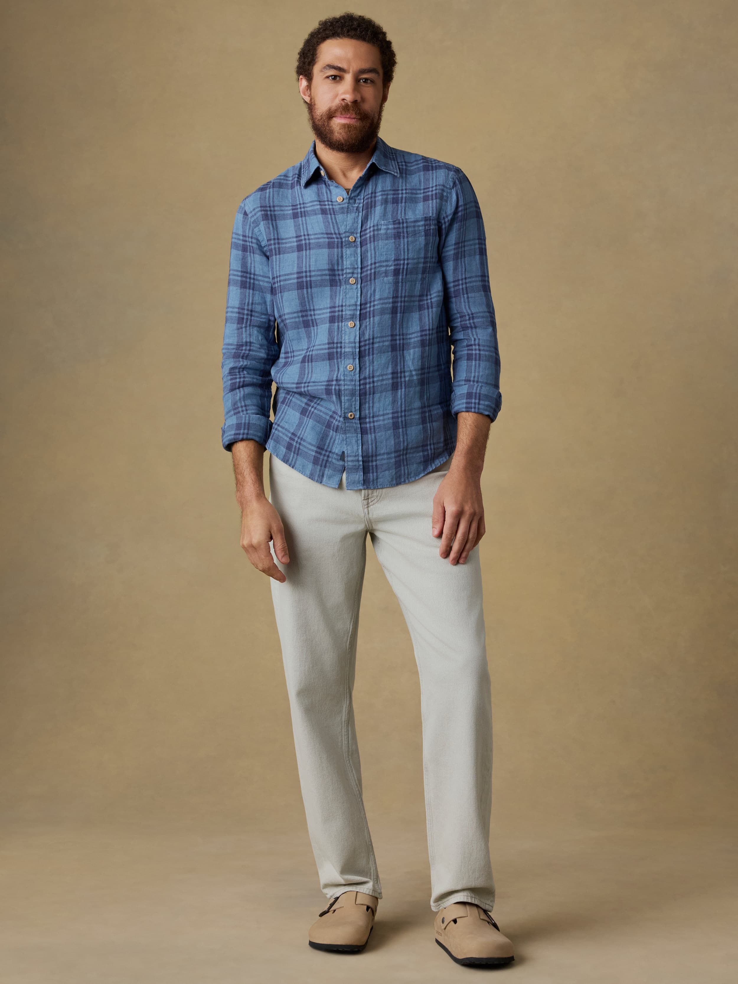 Laguna Linen Shirt - Rainy Lake Plaid | Faherty Brand