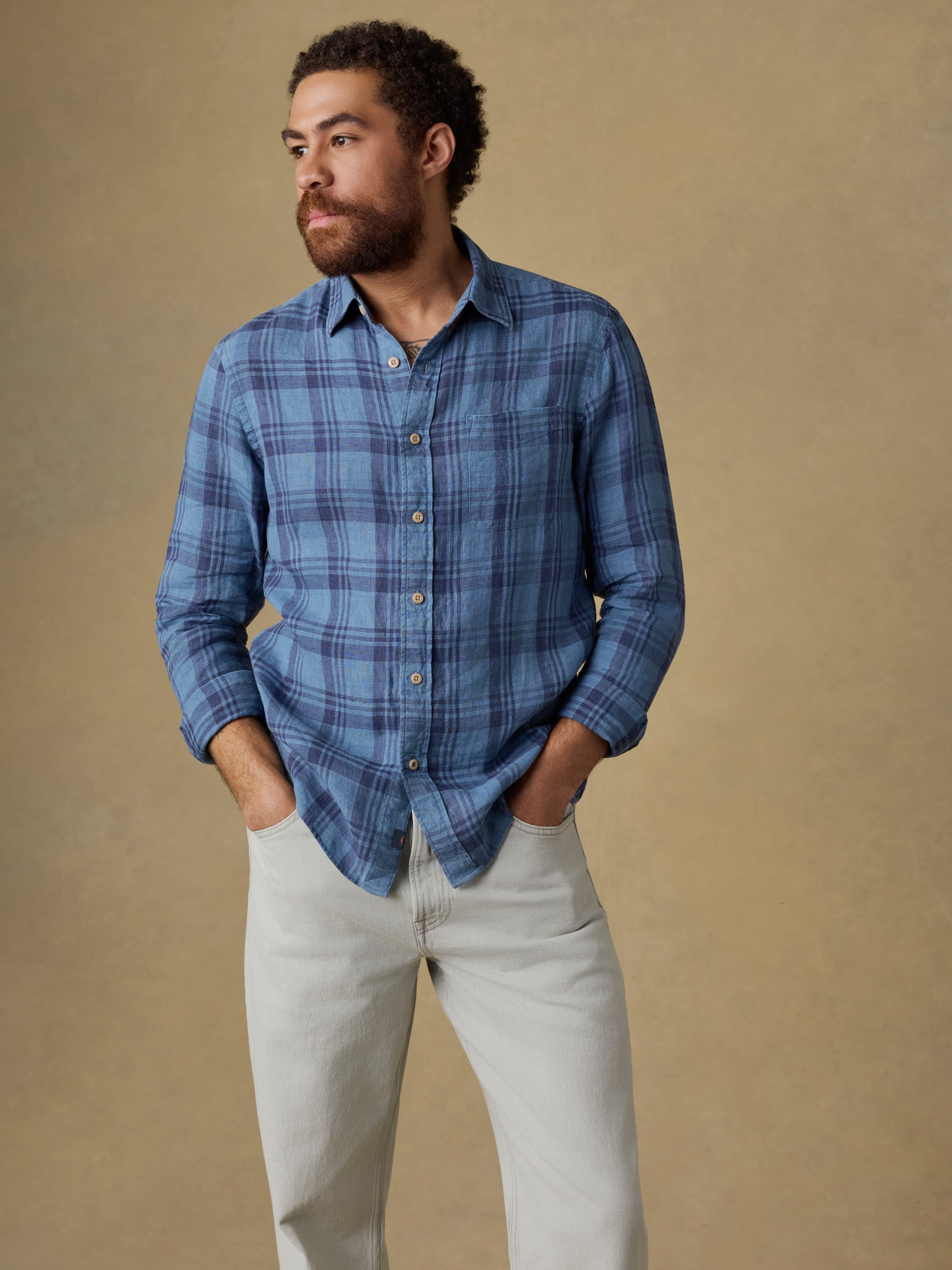 Laguna Linen Shirt - Rainy Lake Plaid | Faherty Brand