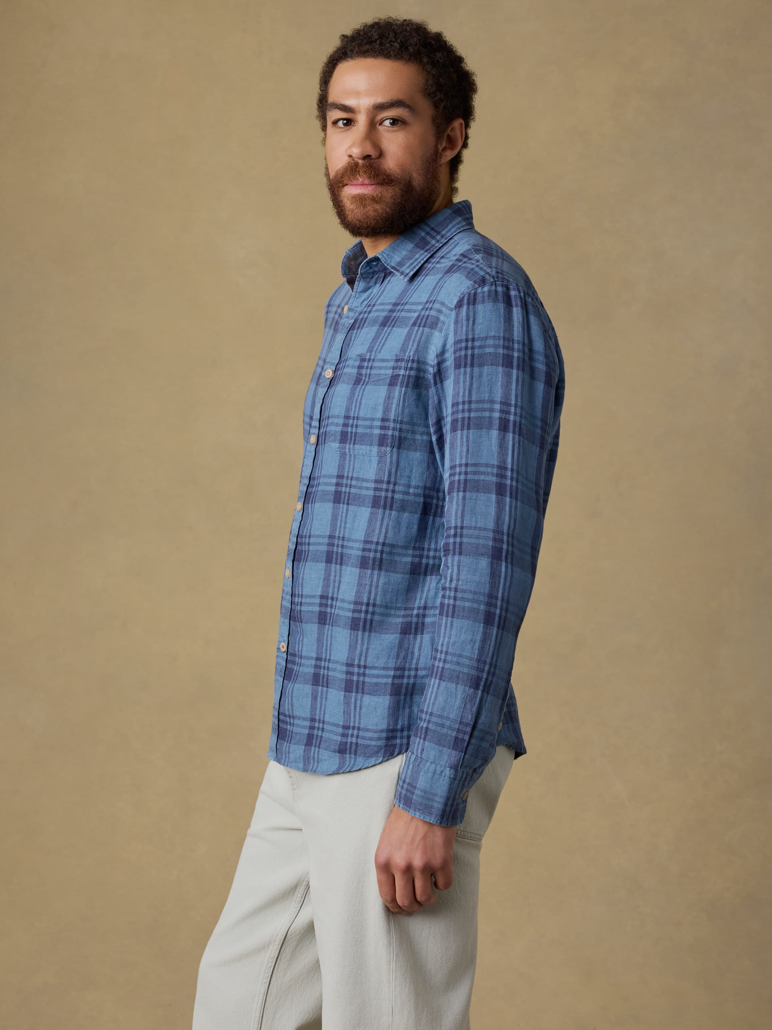 Laguna Linen Shirt - Rainy Lake Plaid | Faherty Brand