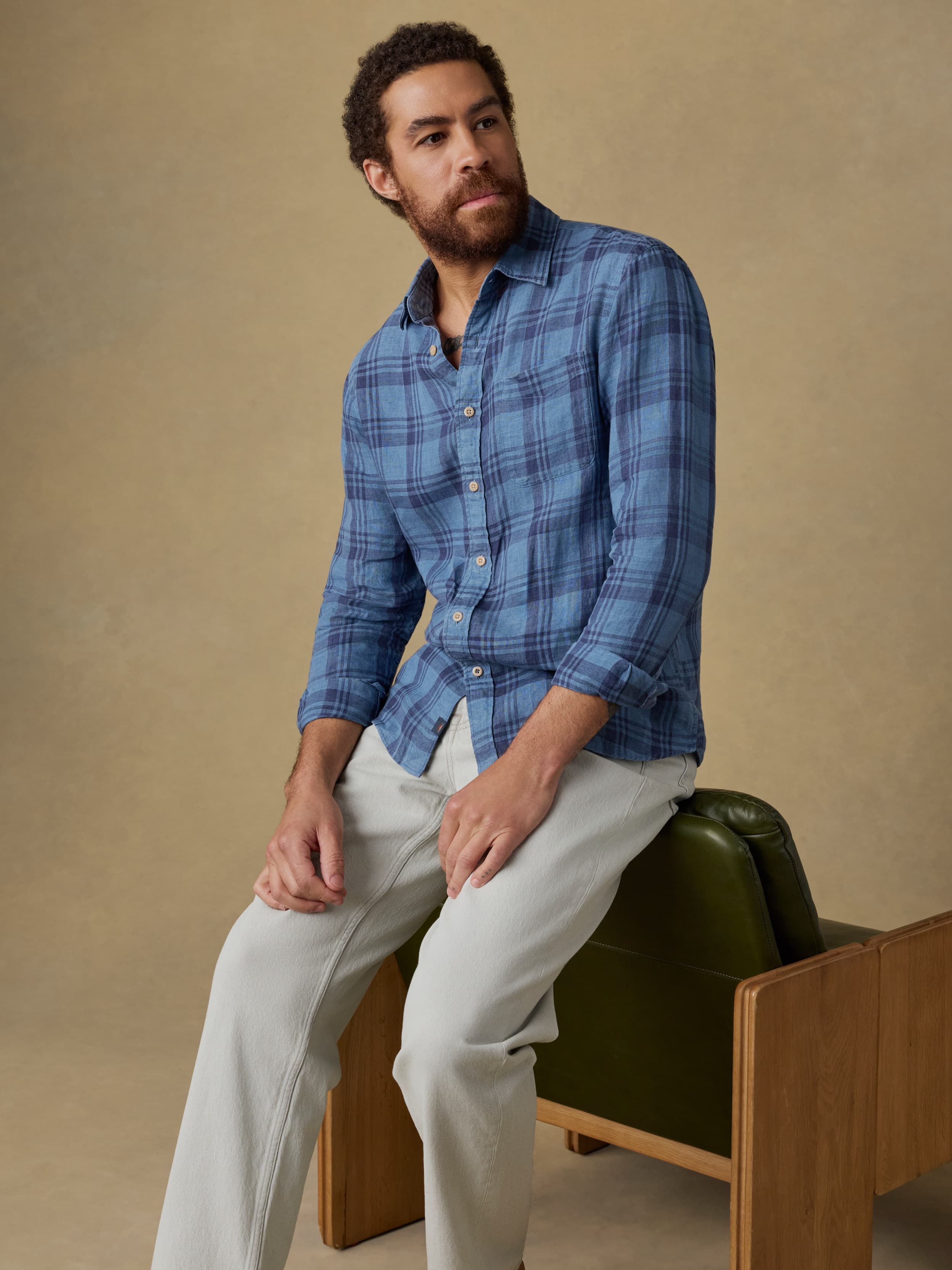 Laguna Linen Shirt - Rainy Lake Plaid | Faherty Brand