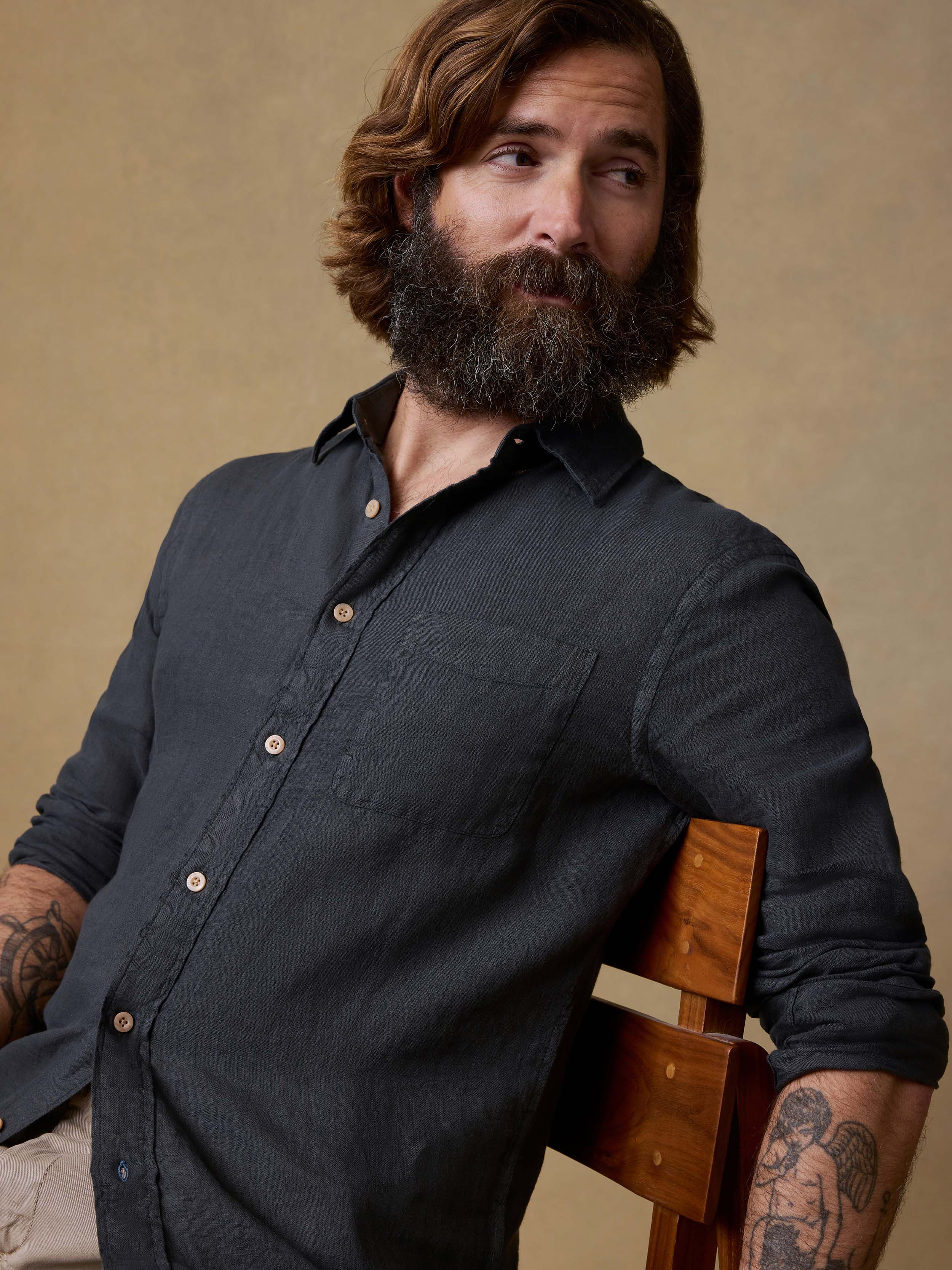 Laguna Linen Shirt - Washed Black | Faherty Brand