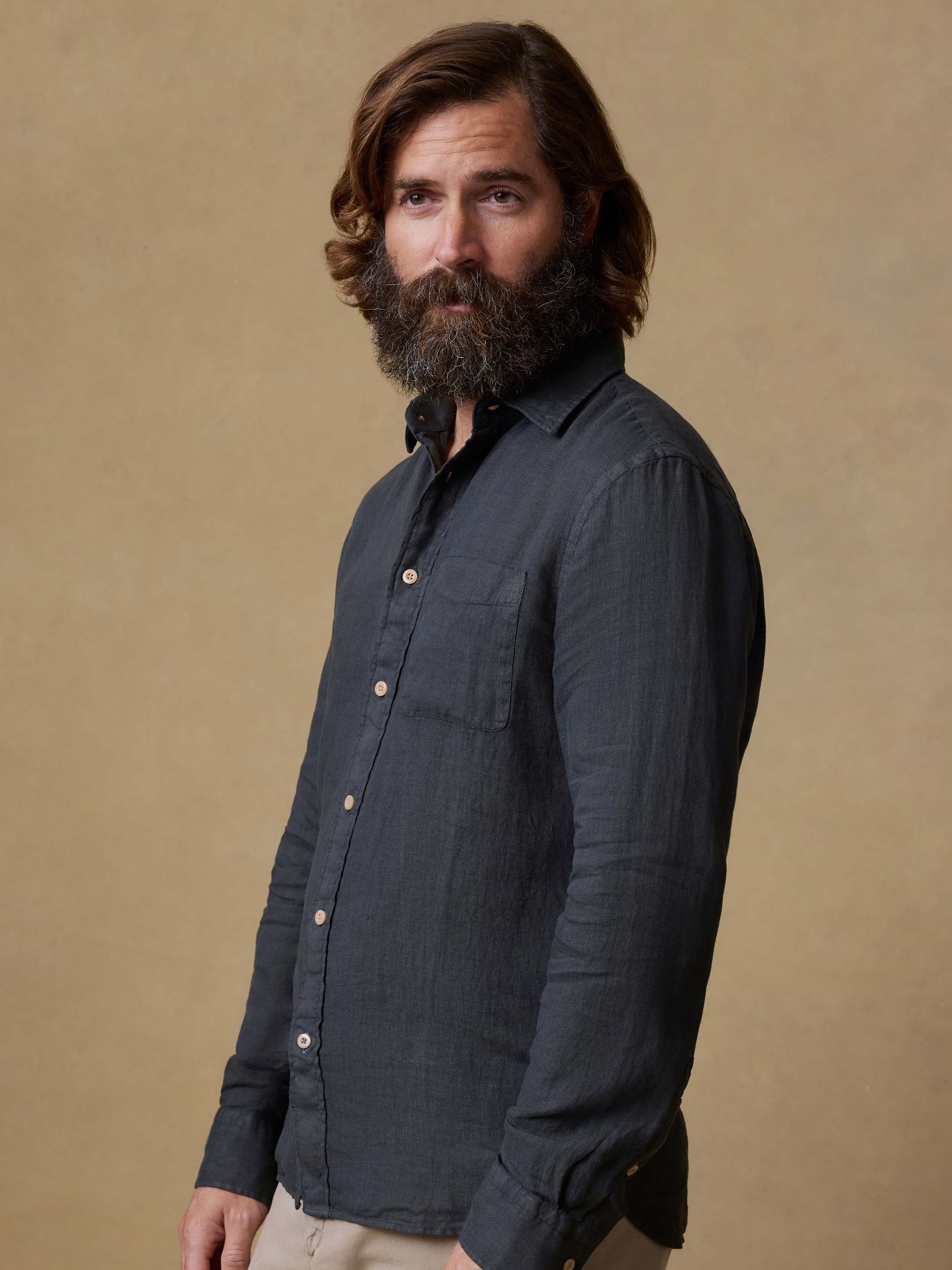 Laguna Linen Shirt - Washed Black | Faherty Brand
