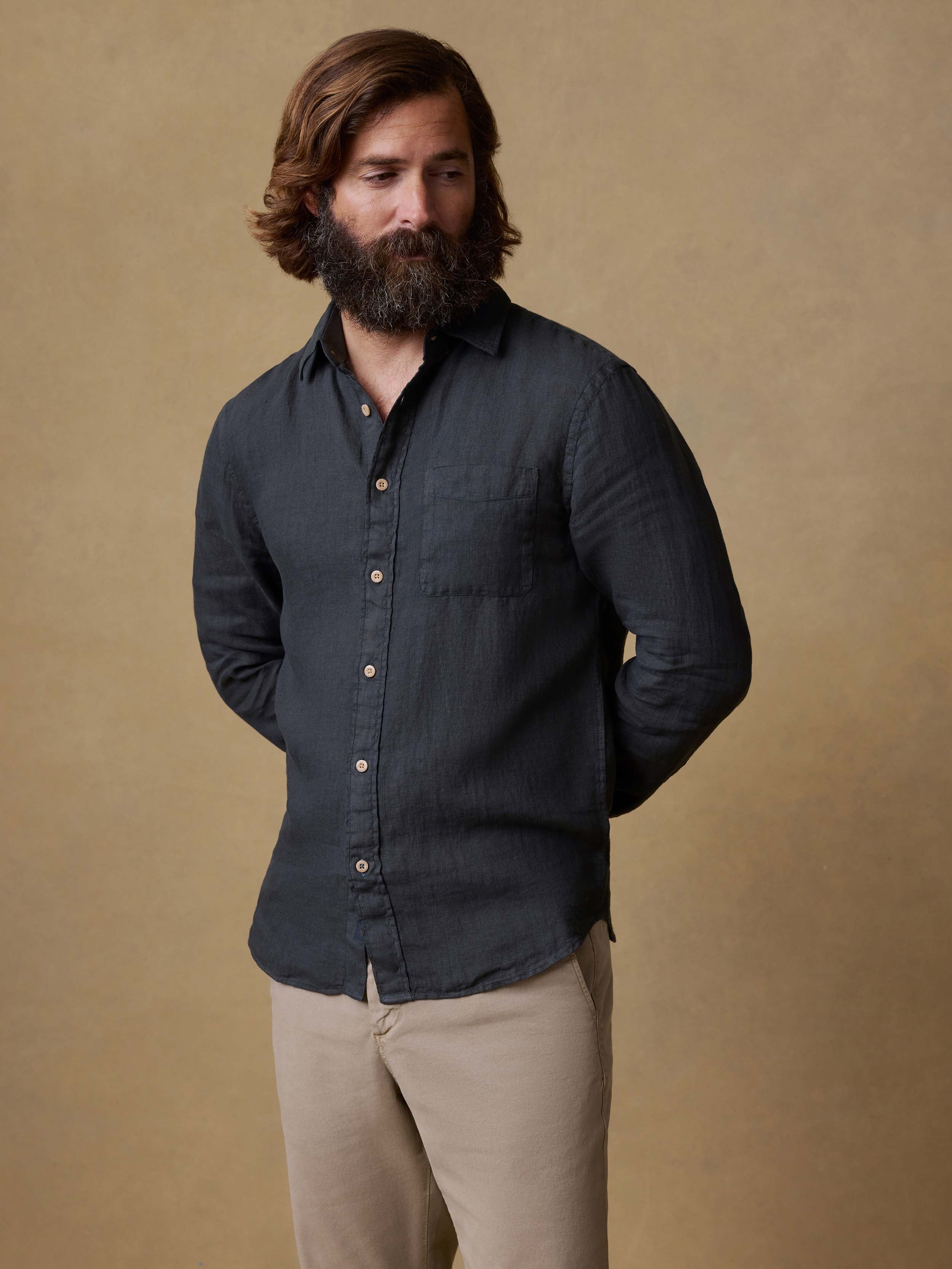 Laguna Linen Shirt - Washed Black | Faherty Brand