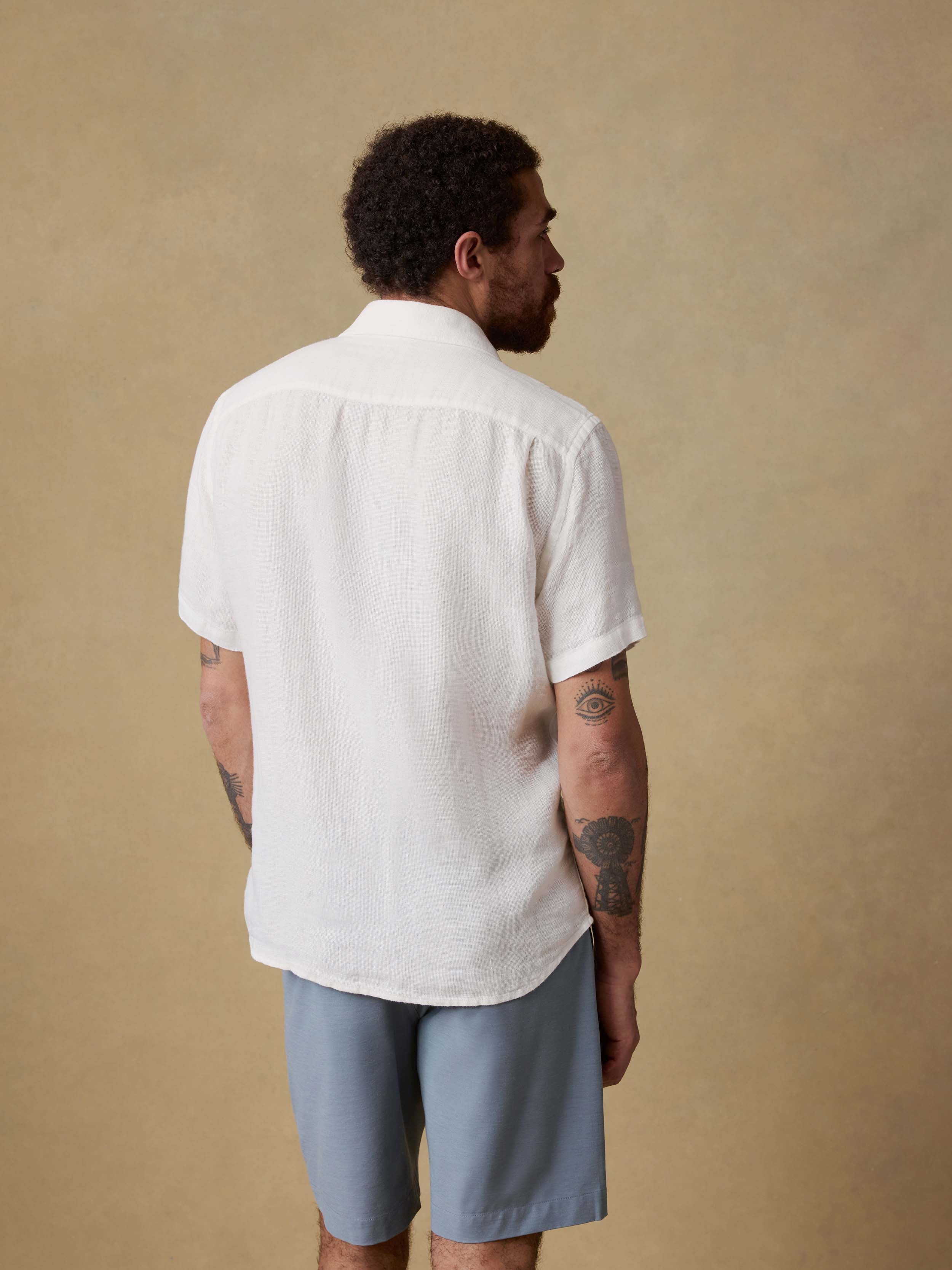Short-Sleeve Palma Linen Shirt - Bright White Basketweave | Faherty Brand