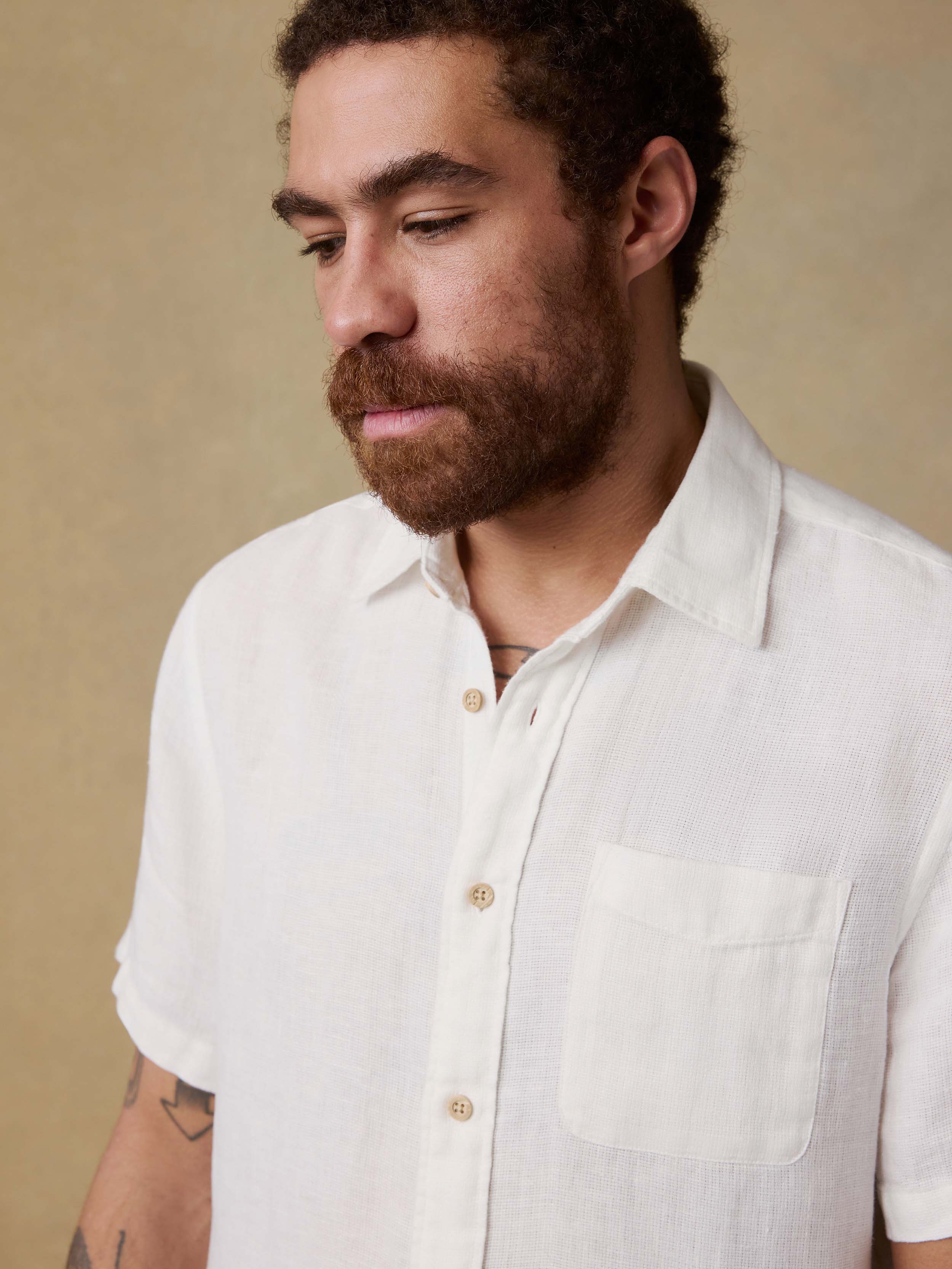 Short-Sleeve Palma Linen Shirt - Bright White Basketweave | Faherty Brand