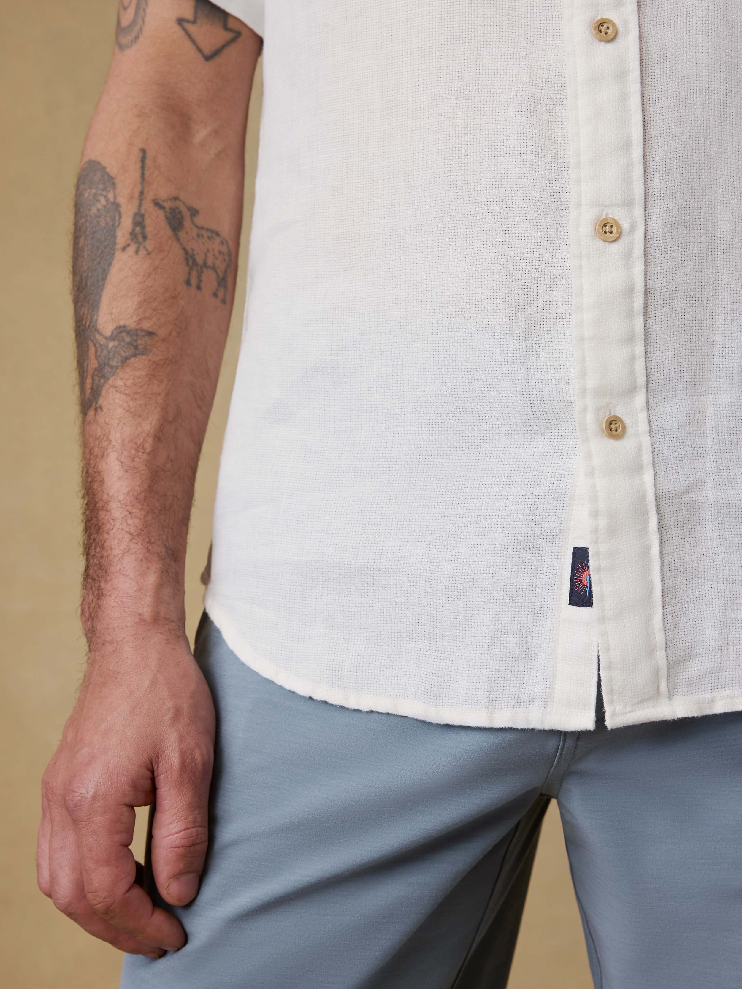 Short-Sleeve Palma Linen Shirt - Bright White Basketweave | Faherty Brand