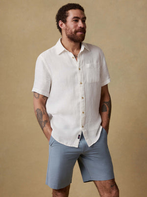 Short-Sleeve Palma Linen Shirt - Bright White Basketweave
