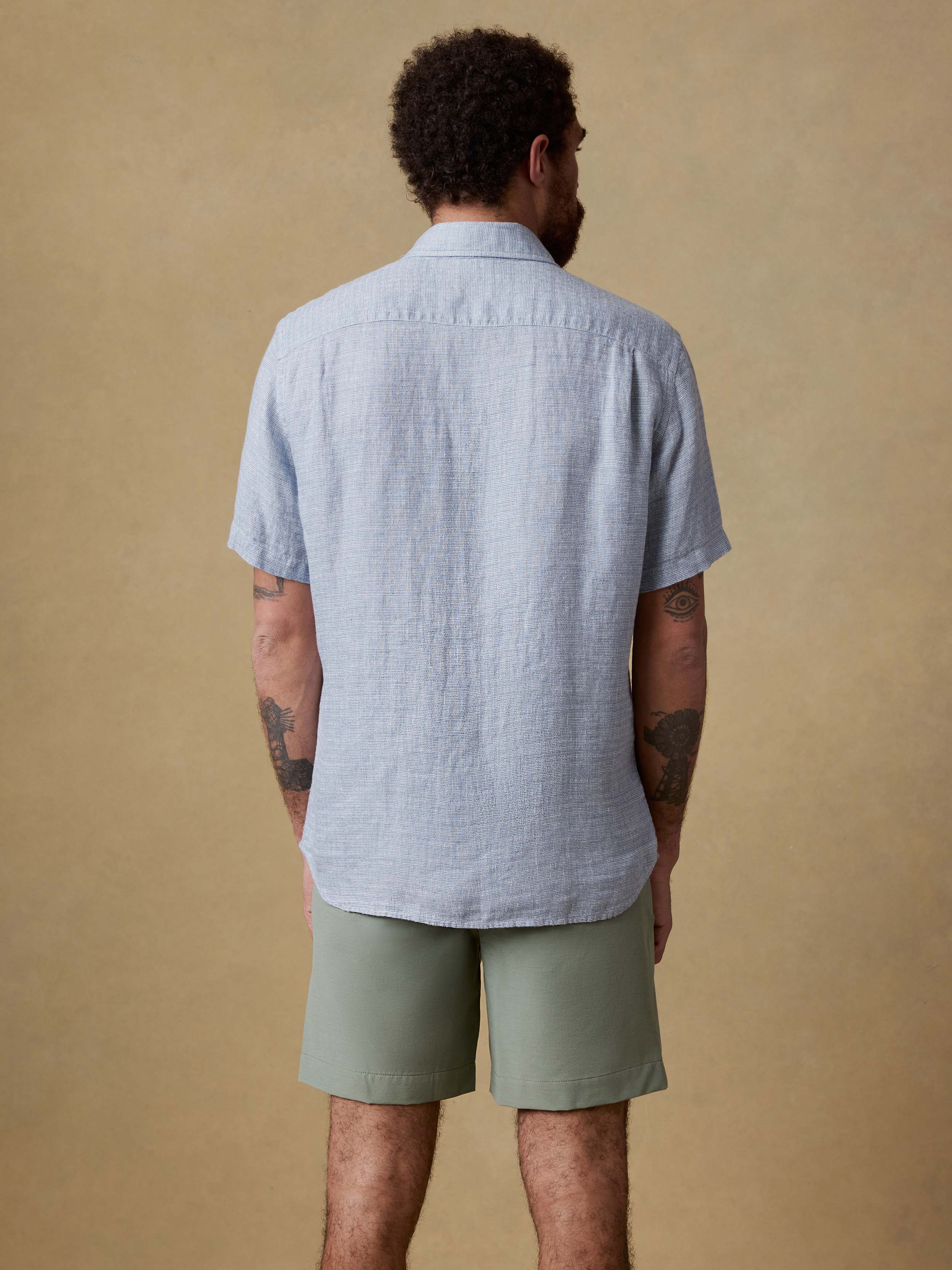 Short-Sleeve Palma Linen Shirt - Blue Basketweave | Faherty Brand