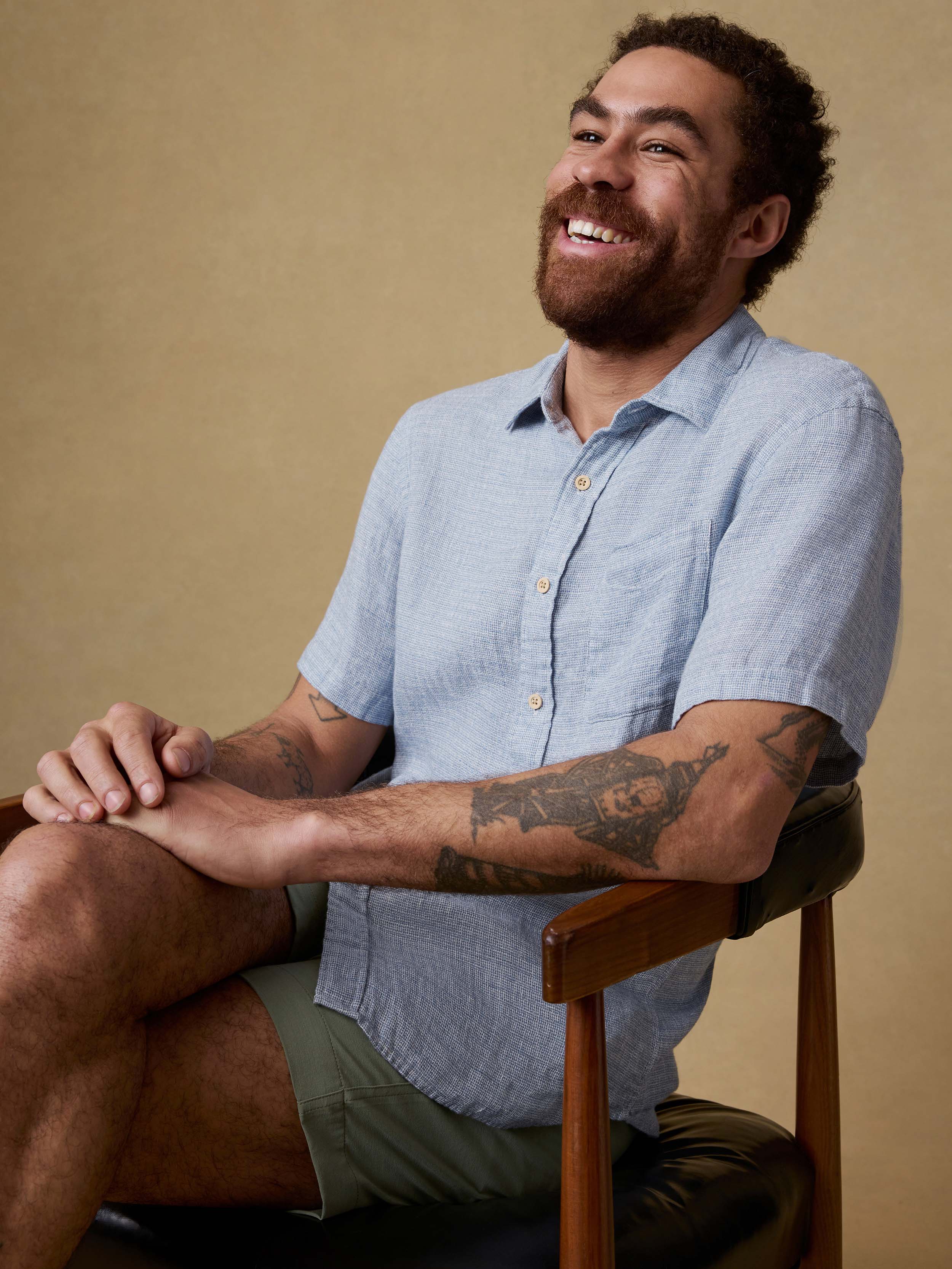 Short-Sleeve Palma Linen Shirt - Blue Basketweave | Faherty Brand