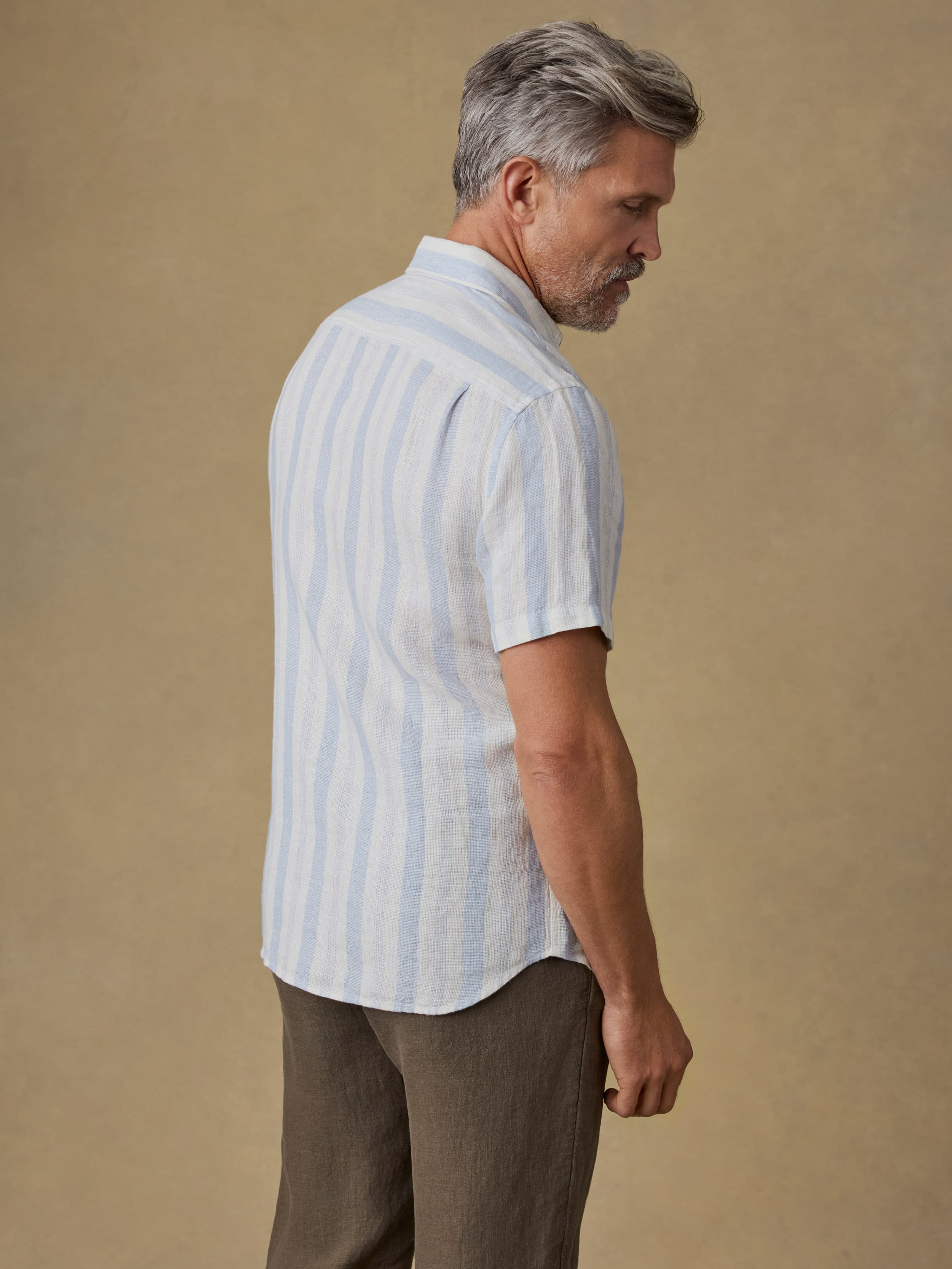 Short-Sleeve Palma Linen Shirt - Island Blue Stripe | Faherty Brand