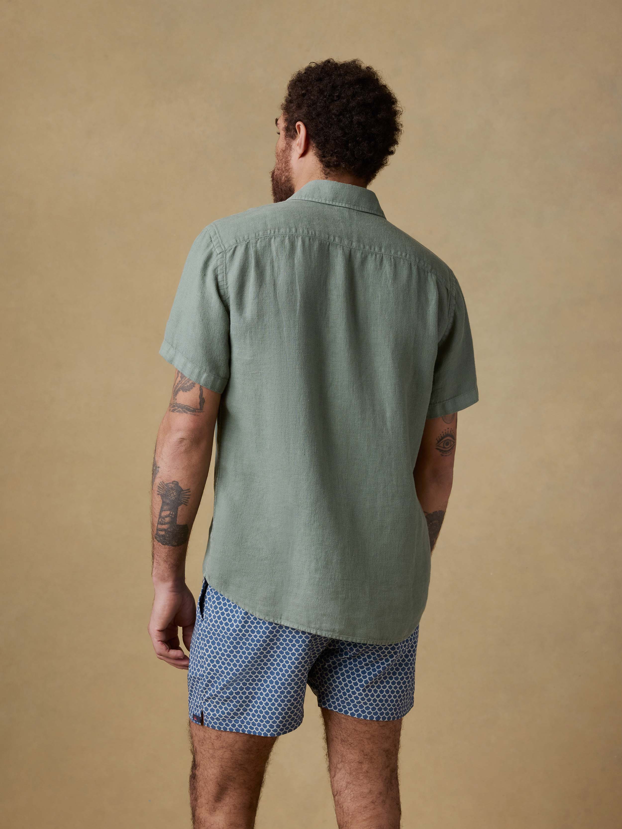 Short-Sleeve Palma Linen Shirt - Spruce | Faherty Brand