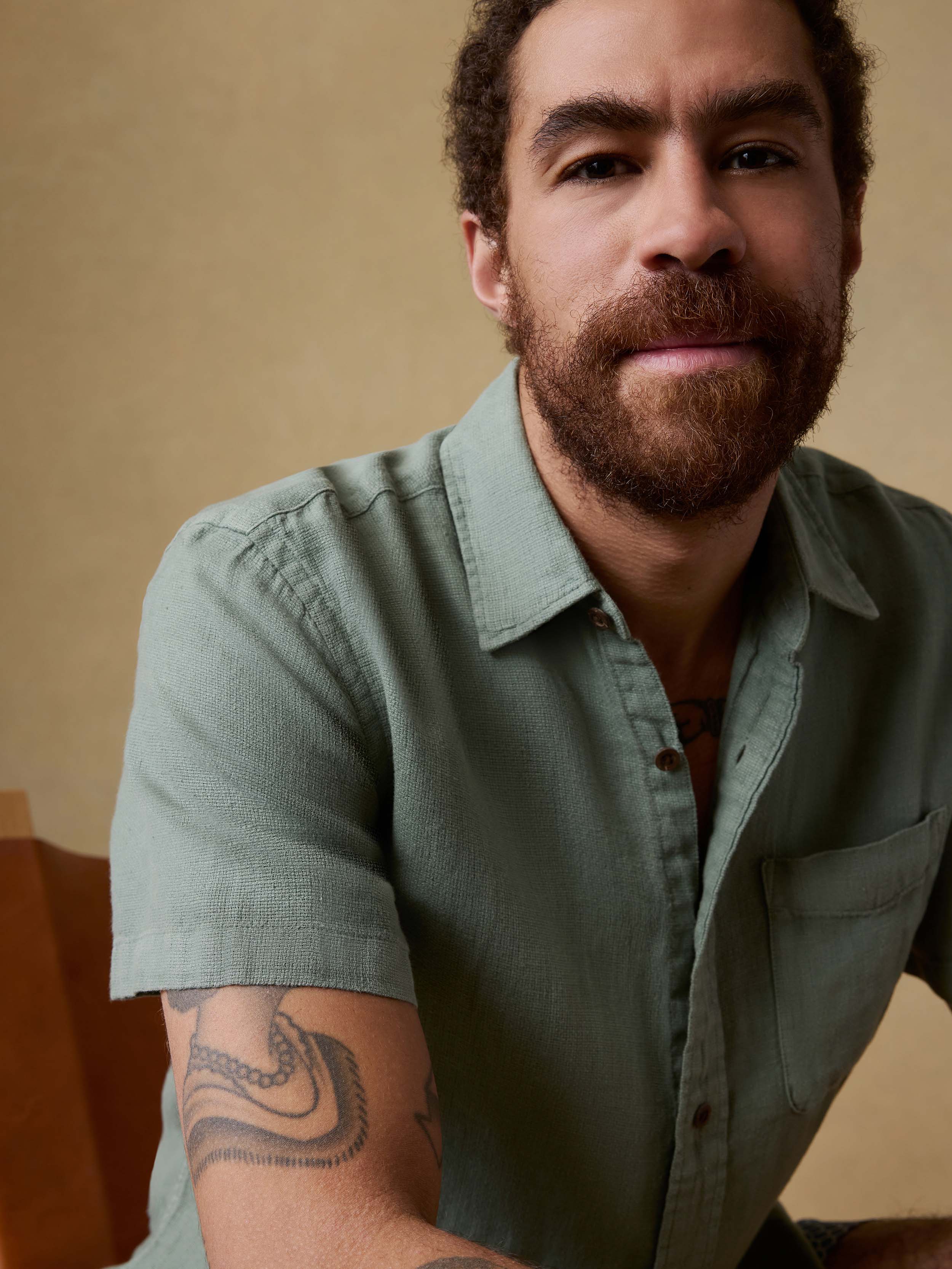 Short-Sleeve Palma Linen Shirt - Spruce | Faherty Brand