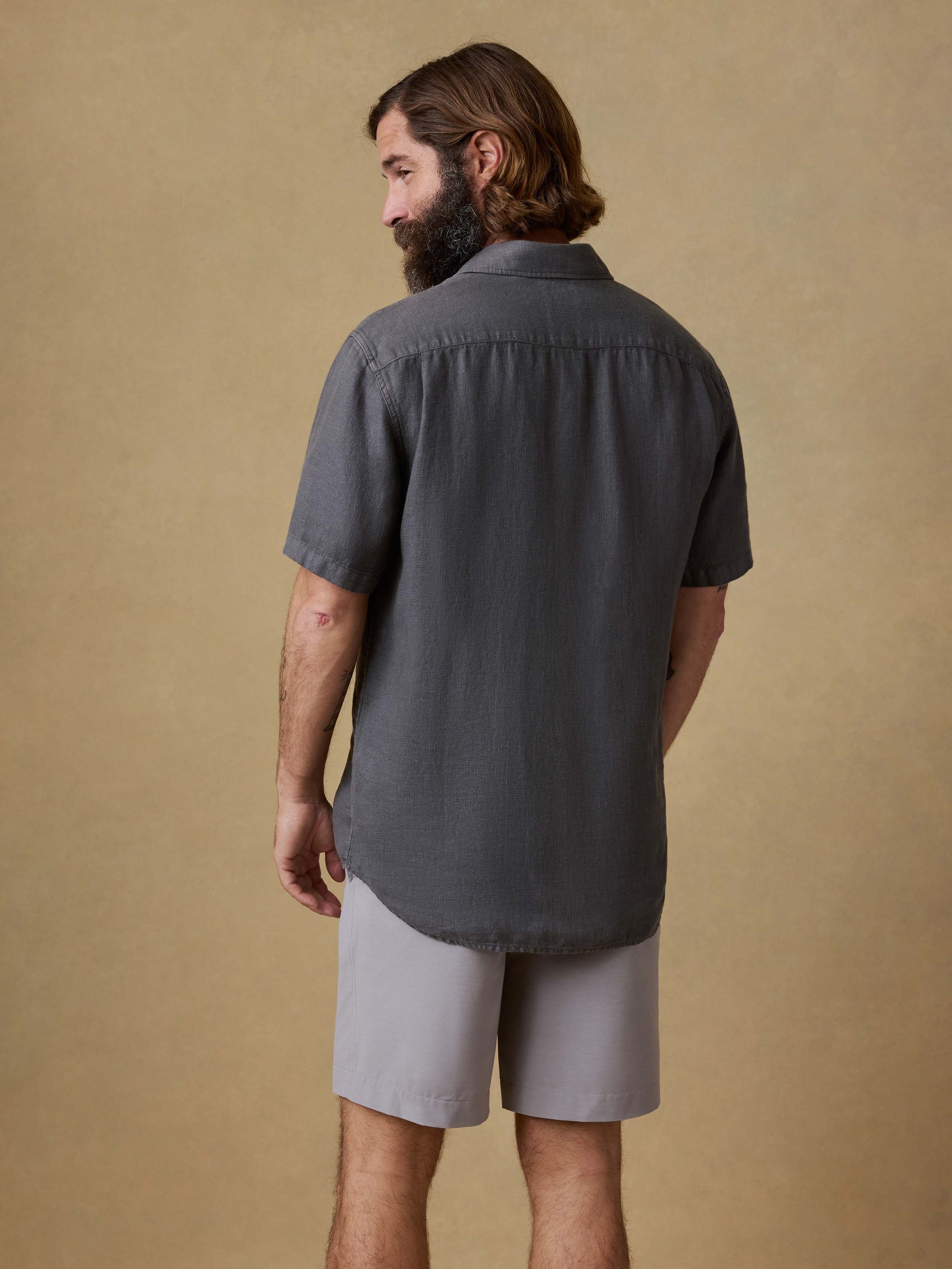 Short-Sleeve Palma Linen Shirt - Washed Black Basketweave | Faherty Brand