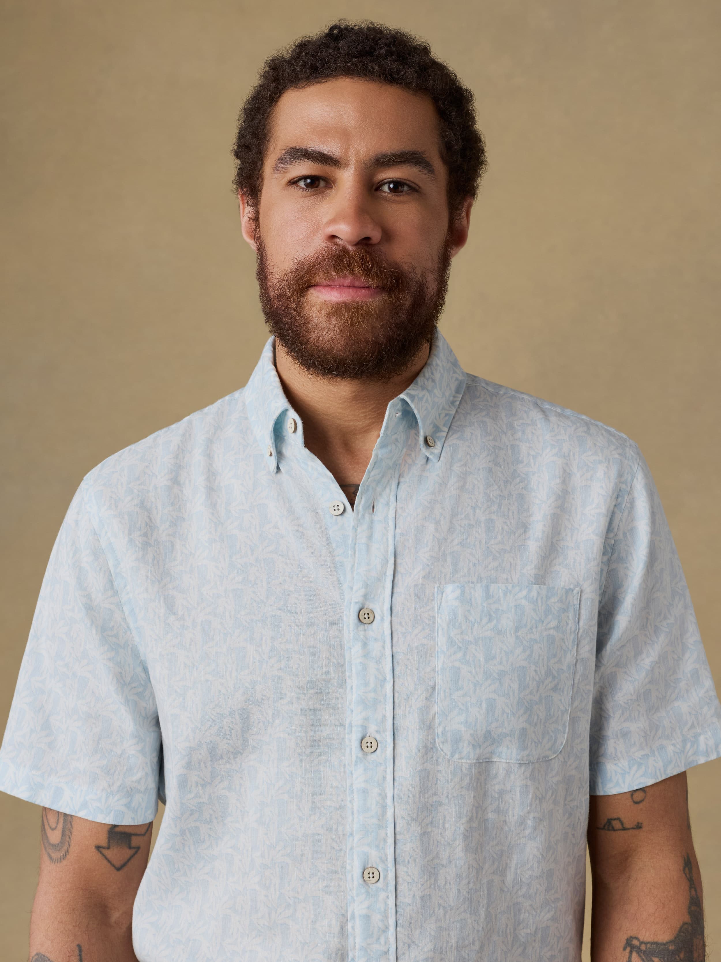 Short-Sleeve Breeze Shirt - Clear Sky Leaf | Faherty Brand