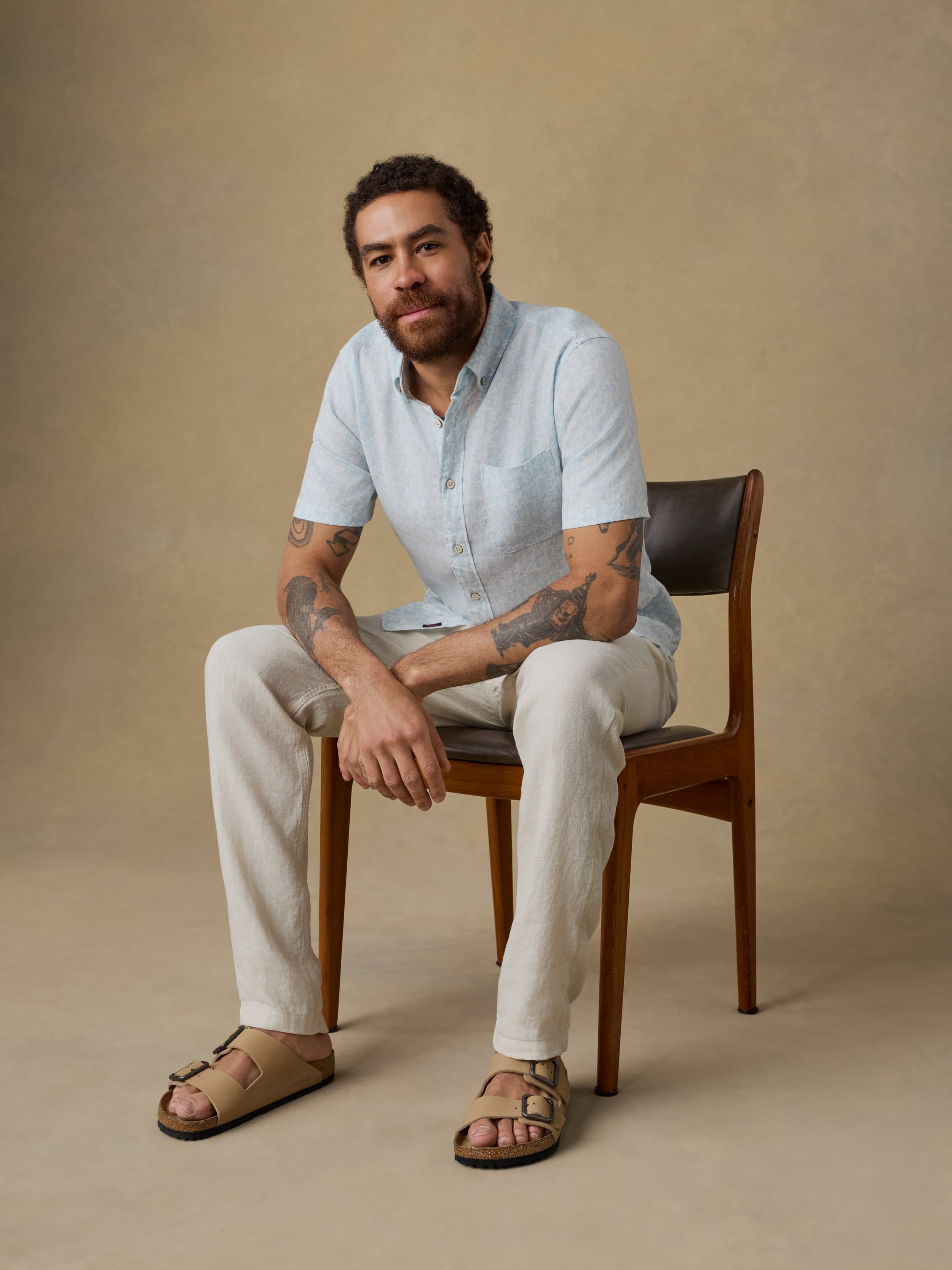 Short-Sleeve Breeze Shirt - Clear Sky Leaf | Faherty Brand