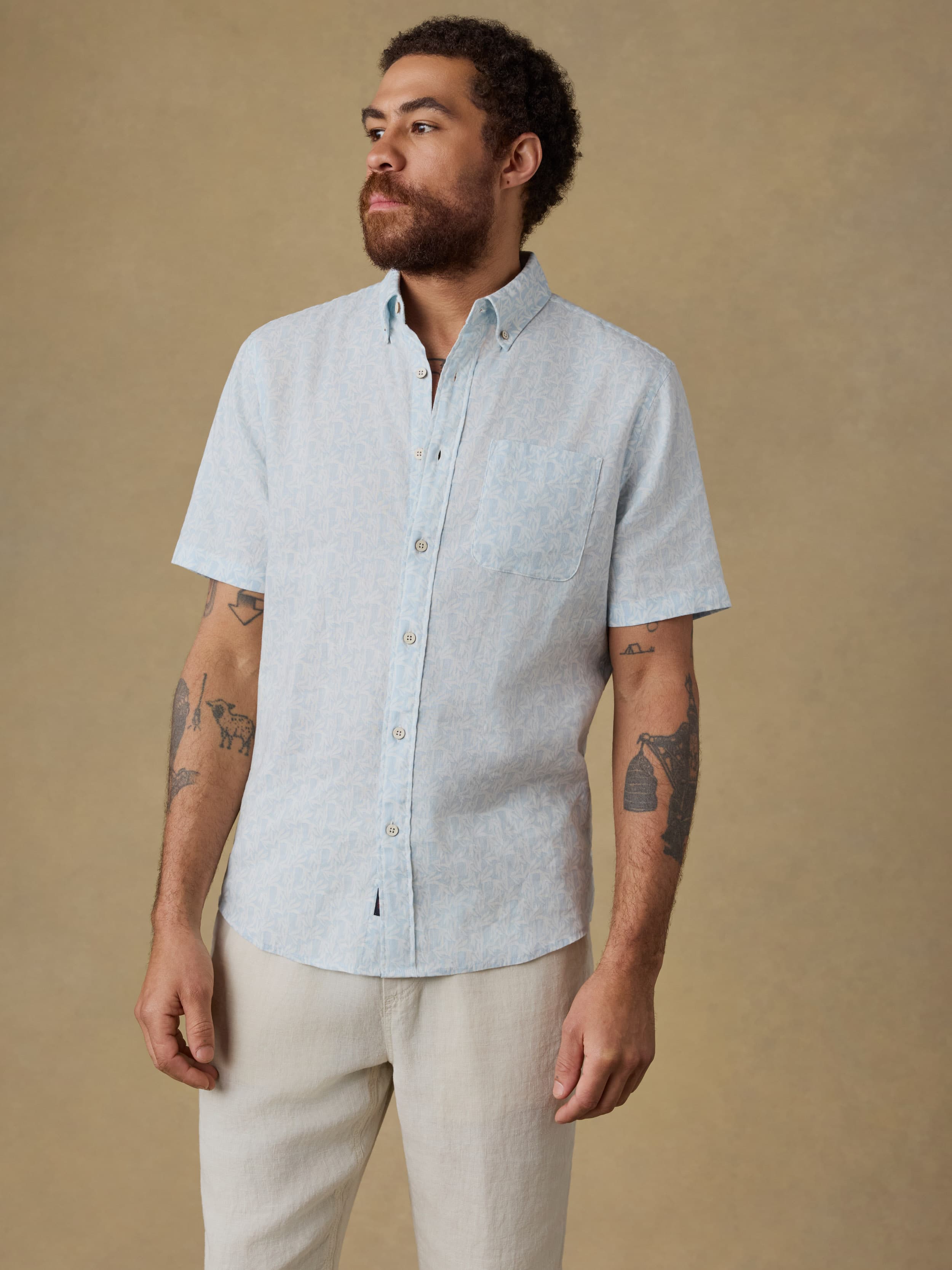 Short-Sleeve Breeze Shirt - Clear Sky Leaf | Faherty Brand