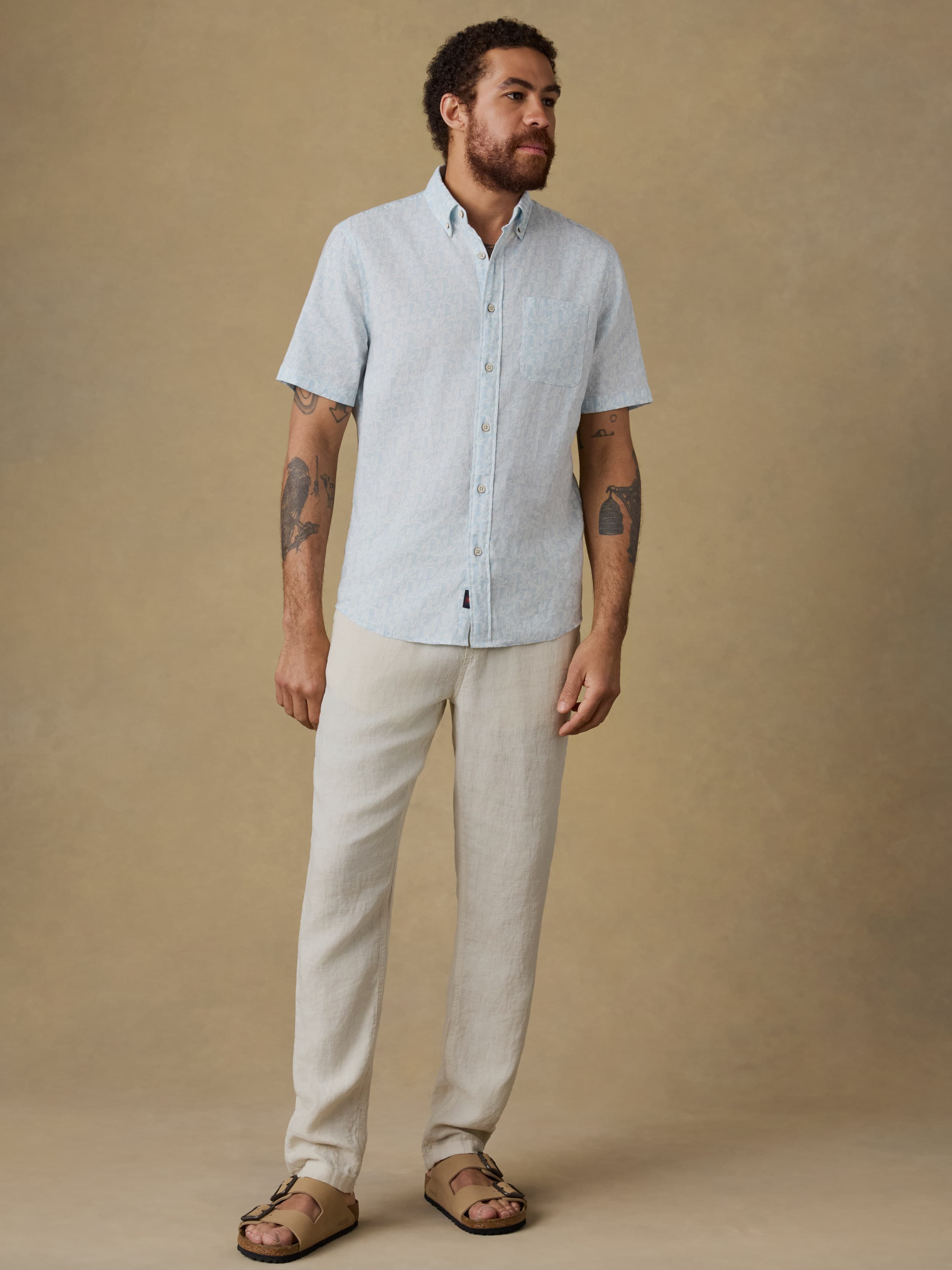 Short-Sleeve Breeze Shirt - Clear Sky Leaf | Faherty Brand