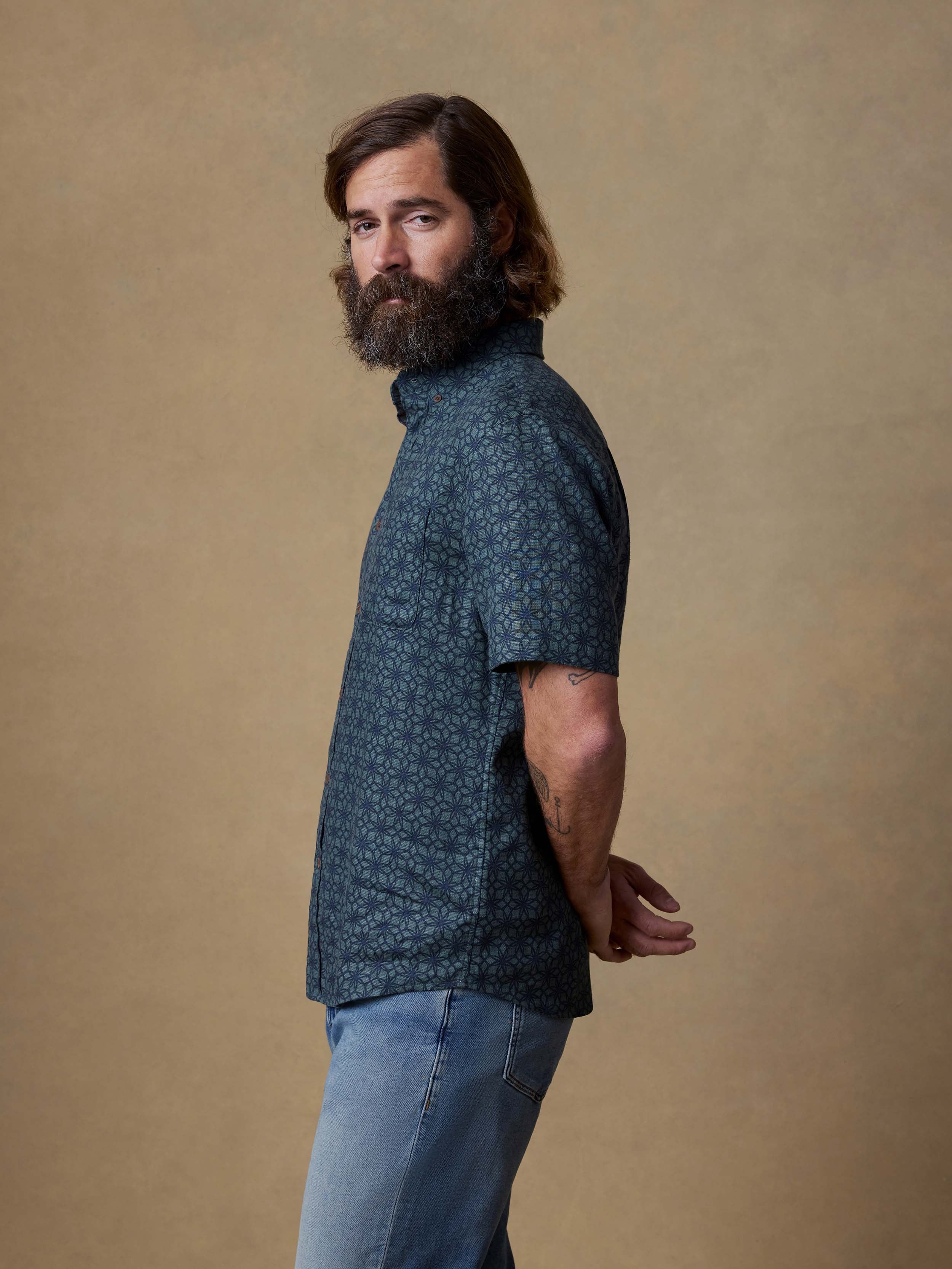 Short-Sleeve Breeze Shirt - Spruce Lotus Tile | Faherty Brand