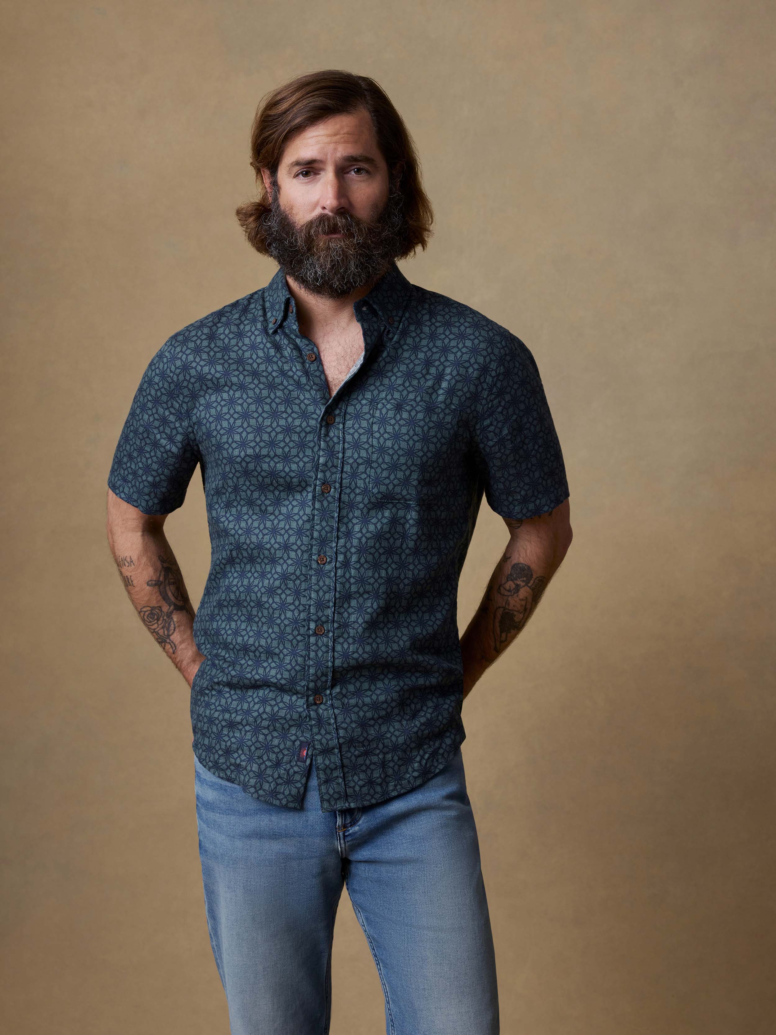 Short-Sleeve Breeze Shirt - Spruce Lotus Tile | Faherty Brand
