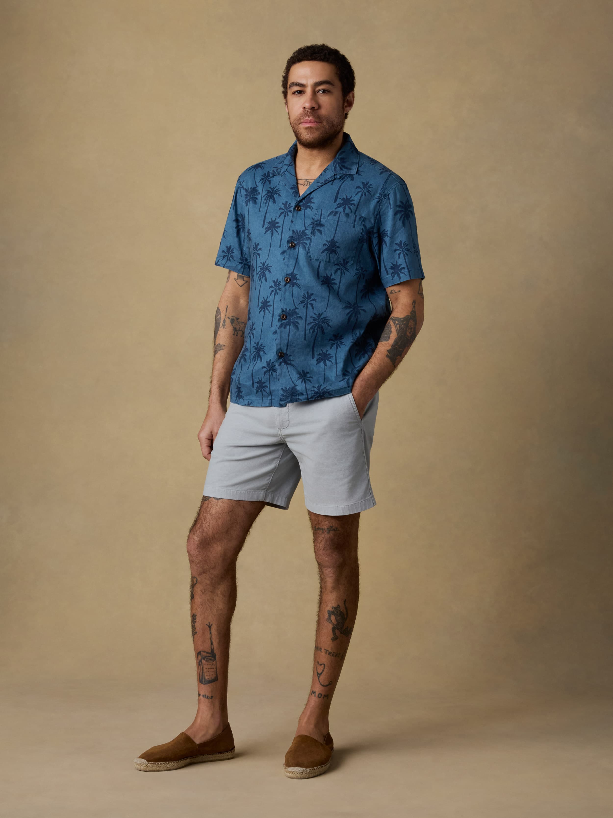 Short-Sleeve Breeze Camp Shirt - Ocean Shore Trees | Faherty Brand