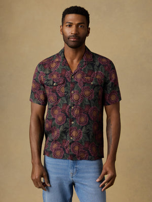 Short-Sleeve Reserve Basque Camp Shirt - Black Floral Road
