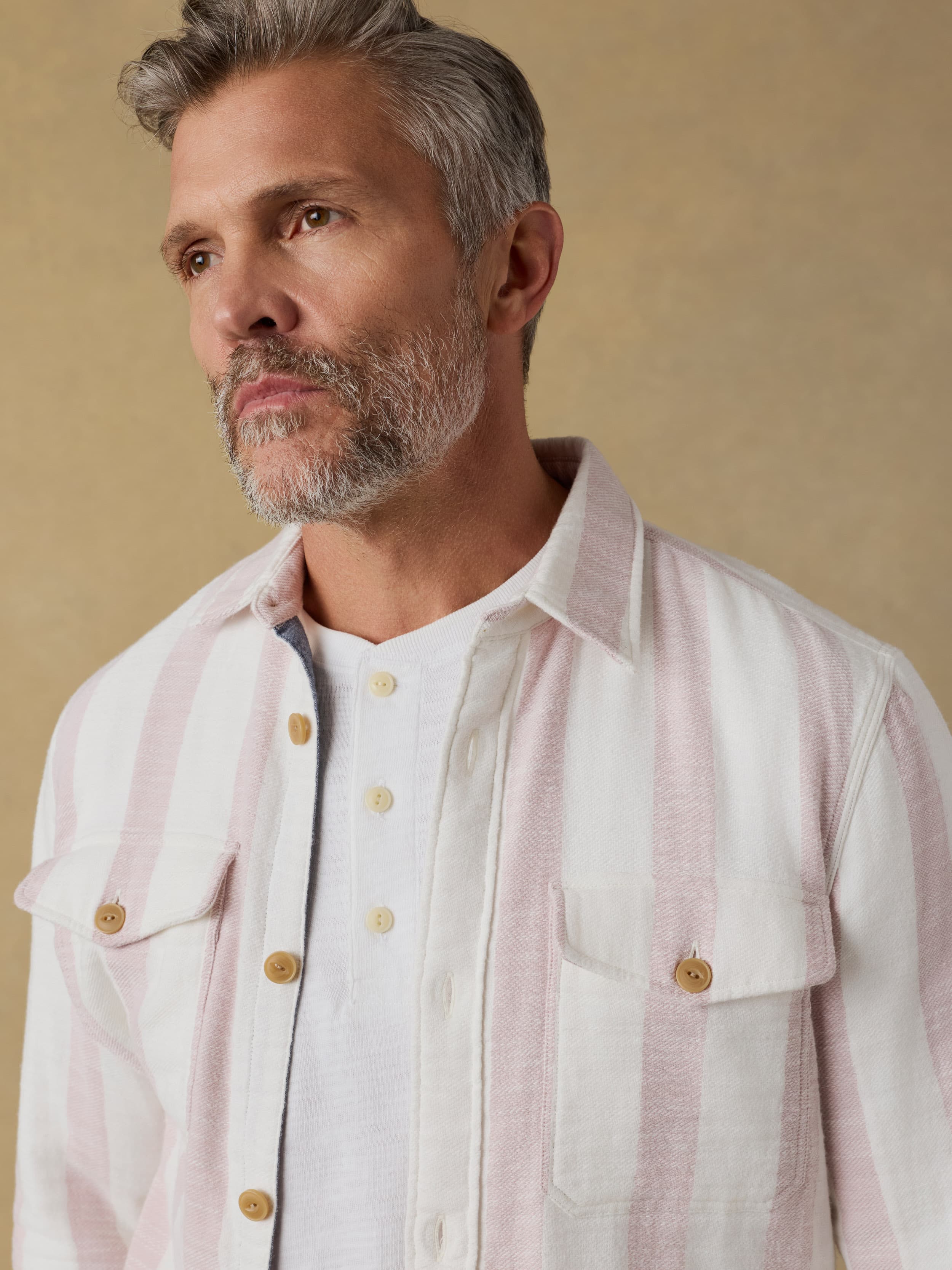 Belmar Workshirt - Sienna Cream Stripe | Faherty Brand