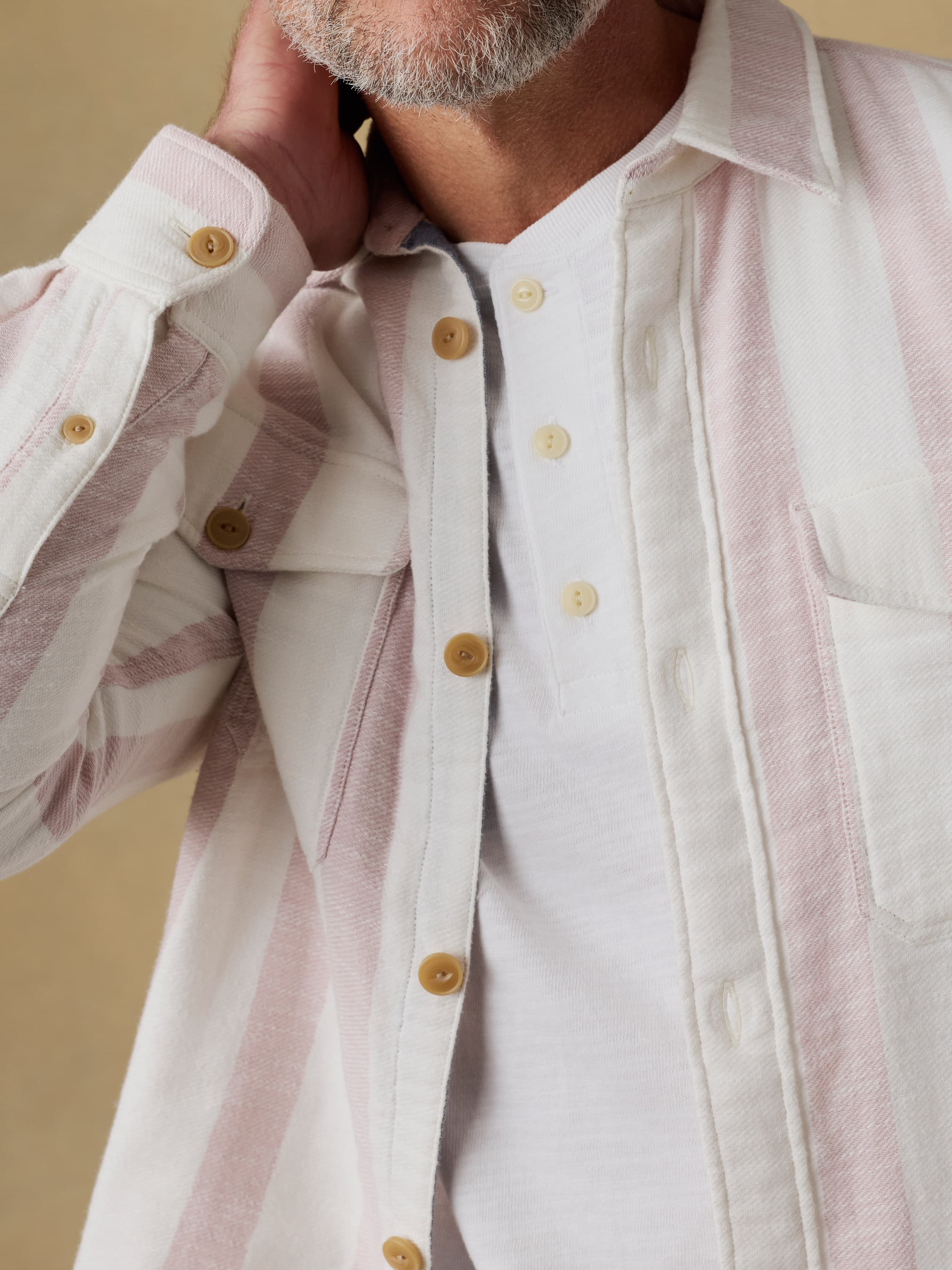 Belmar Workshirt - Sienna Cream Stripe | Faherty Brand