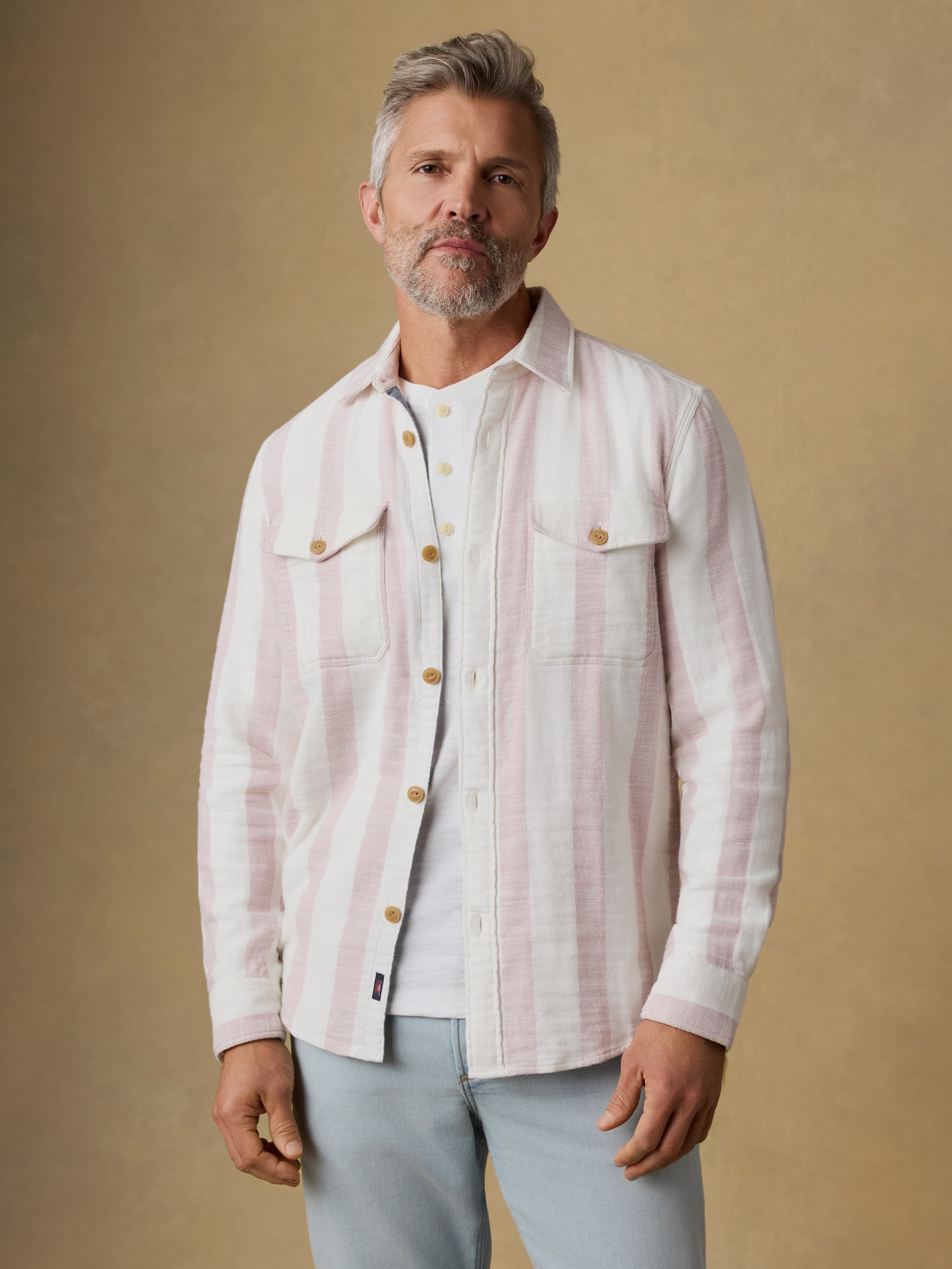 Belmar Workshirt - Sienna Cream Stripe | Faherty Brand