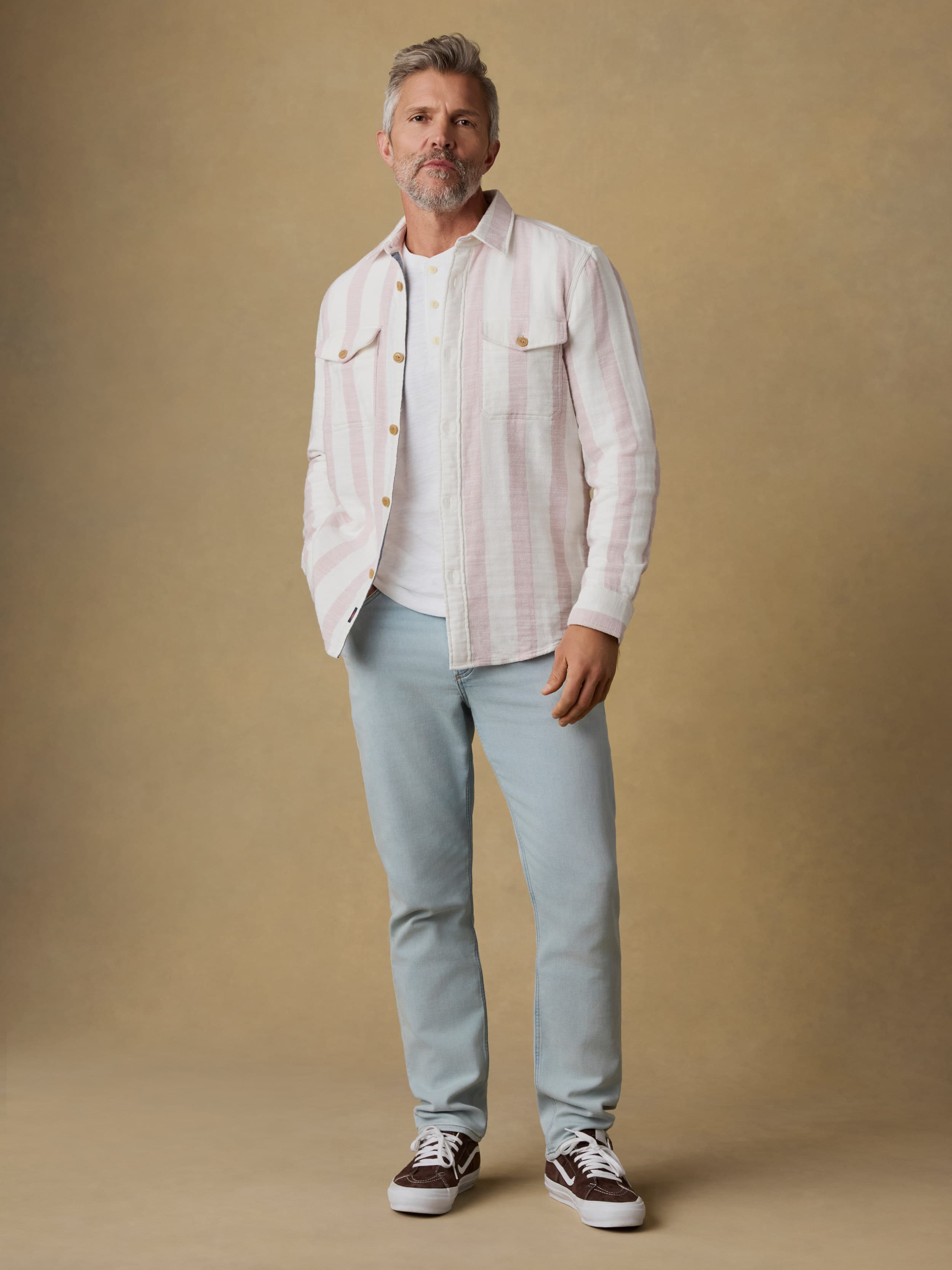 Belmar Workshirt - Sienna Cream Stripe | Faherty Brand