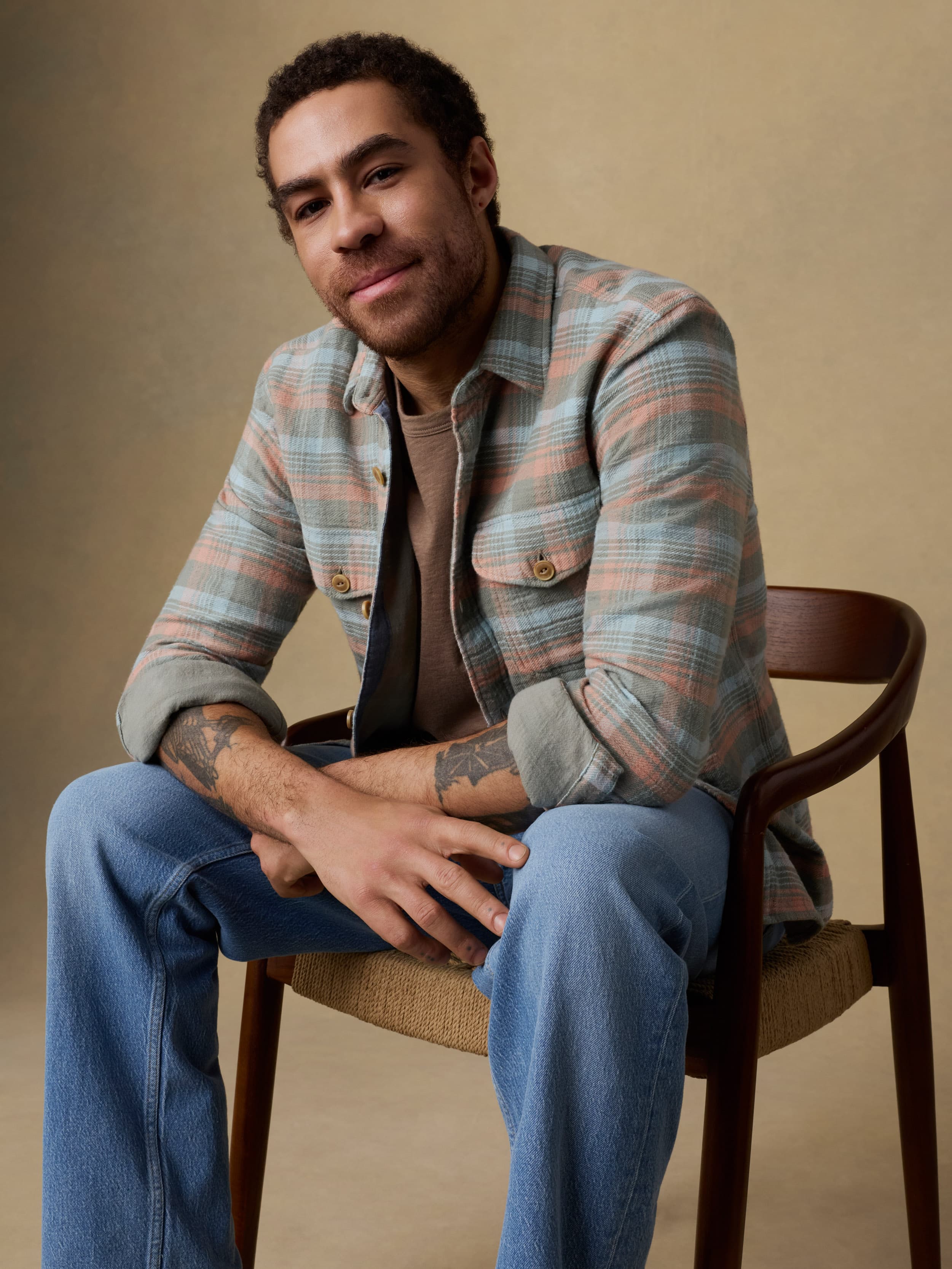 Belmar Workshirt - Olive Sunset Plaid | Faherty Brand