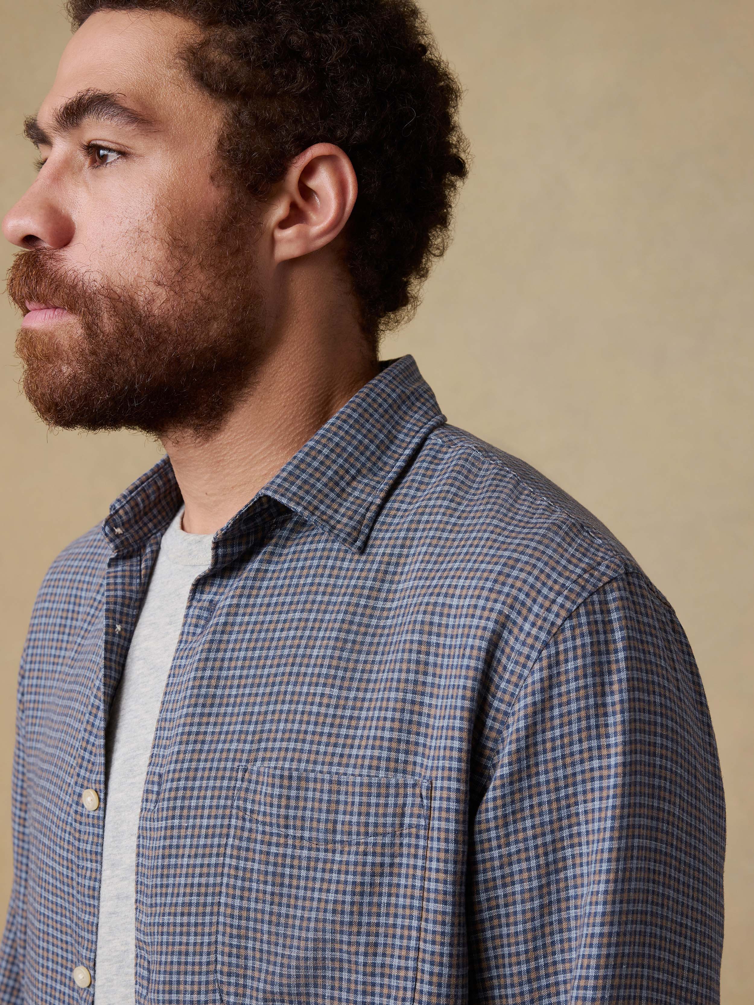 Palmetto Shirt - Navy Palm Check | Faherty Brand