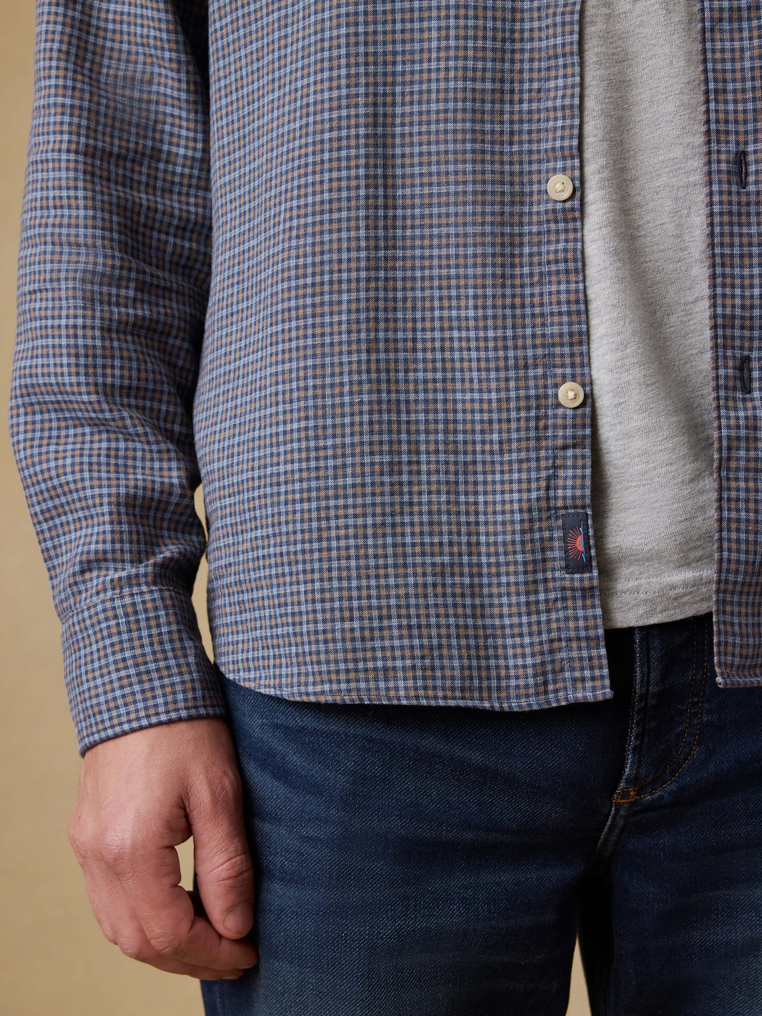 Palmetto Shirt - Navy Palm Check | Faherty Brand