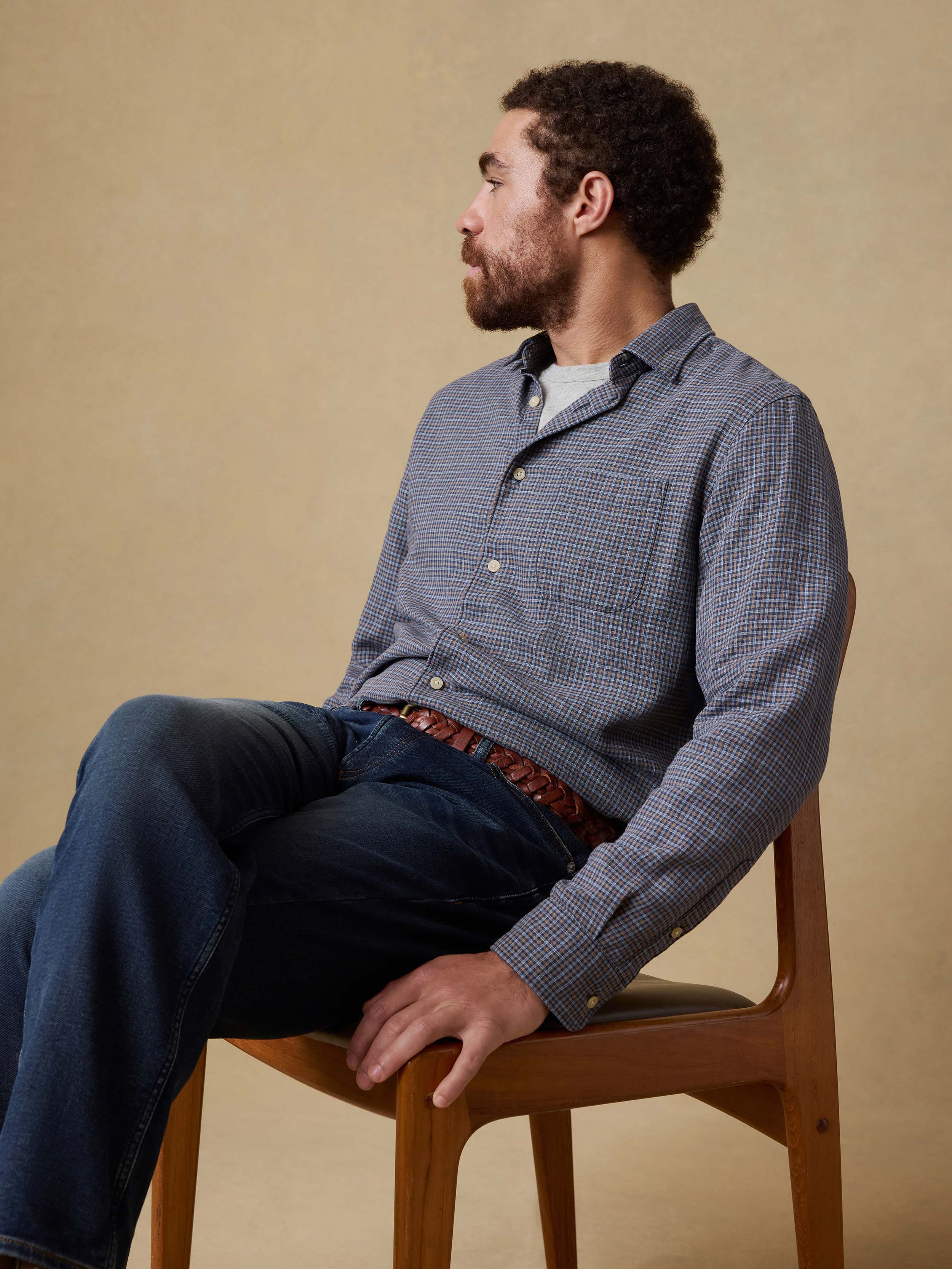 Palmetto Shirt - Navy Palm Check | Faherty Brand