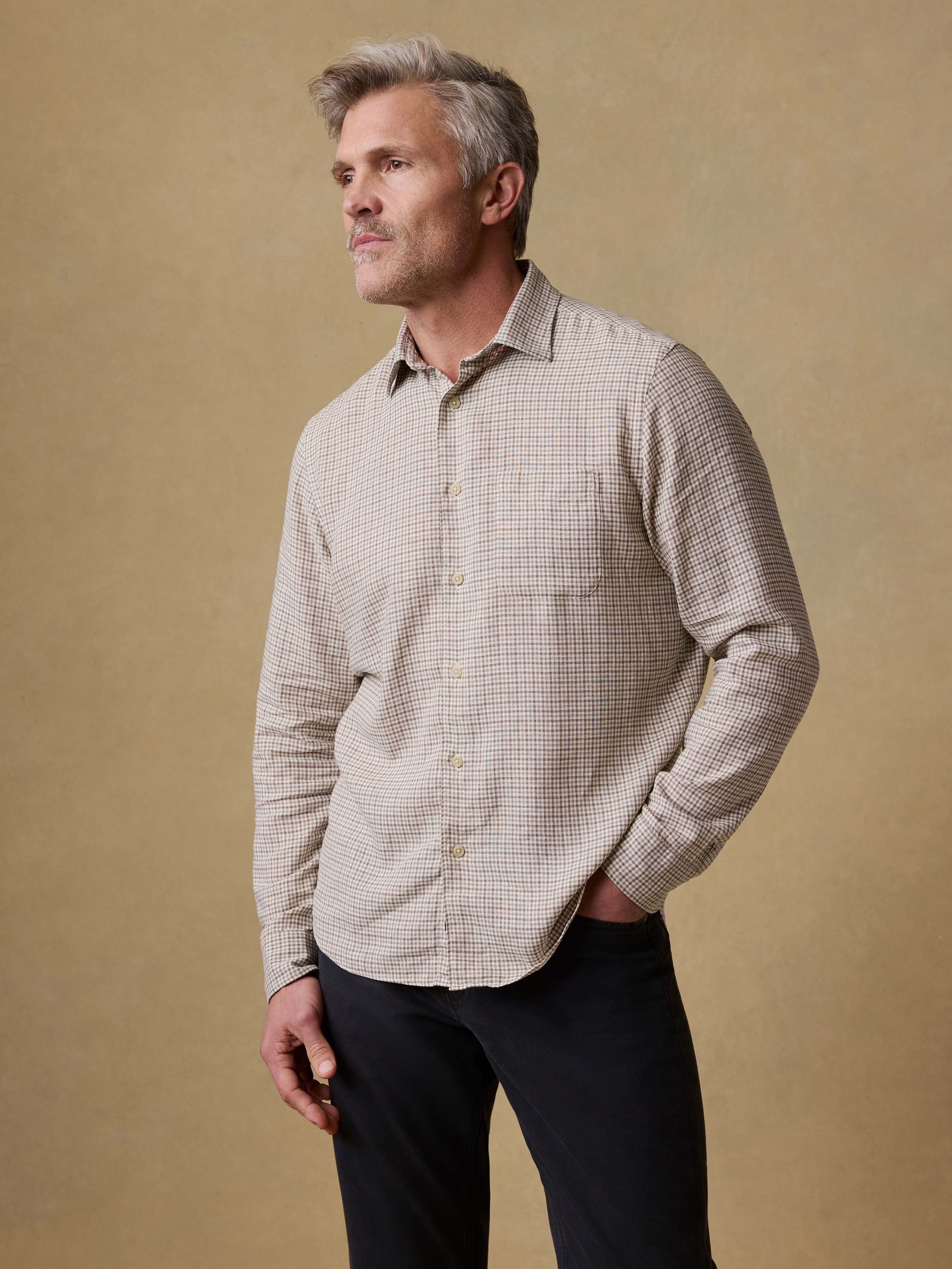 Palmetto Shirt - Stone Palm Check | Faherty Brand