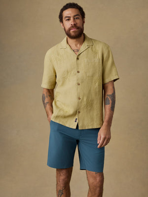 Short-Sleeve Embroidered Shirt - Island Wheat