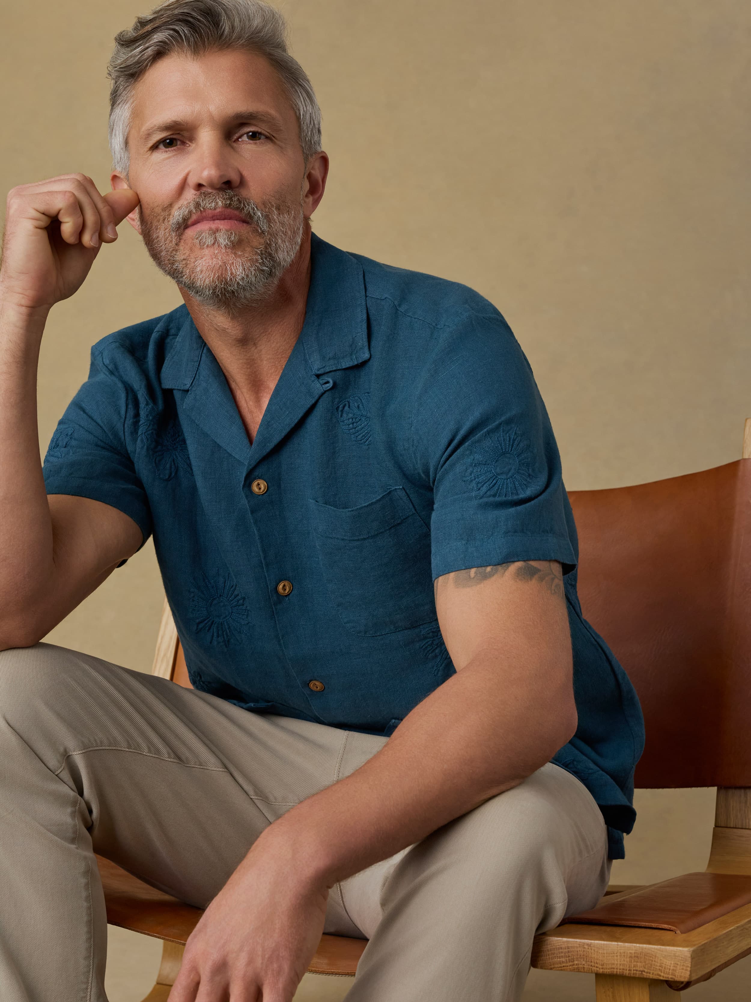 Short-Sleeve Embroidered Shirt - Pacific Tides | Faherty Brand