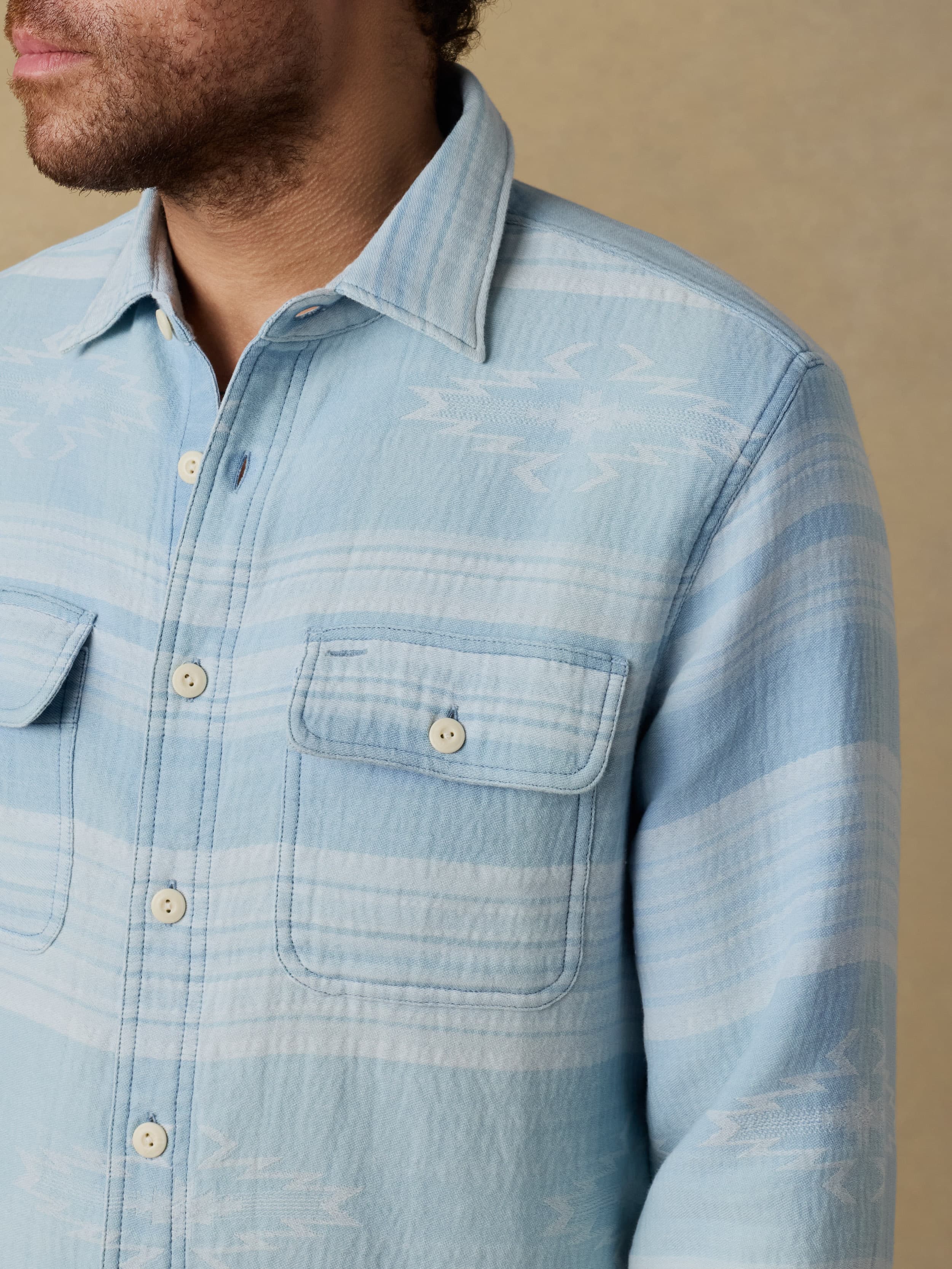 Doug Good Feather Indigo Canyon Overshirt - Indigo Star Serape | Faherty Brand
