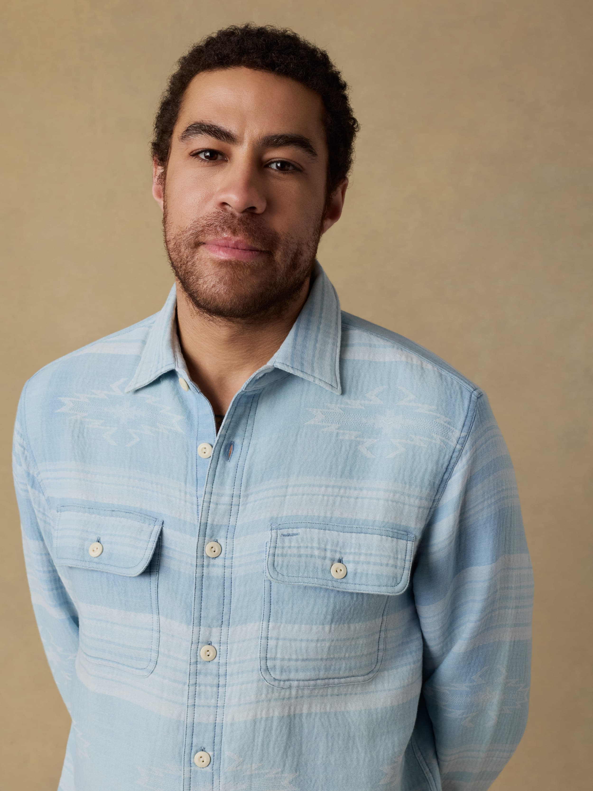 Doug Good Feather Indigo Canyon Overshirt - Indigo Star Serape | Faherty Brand