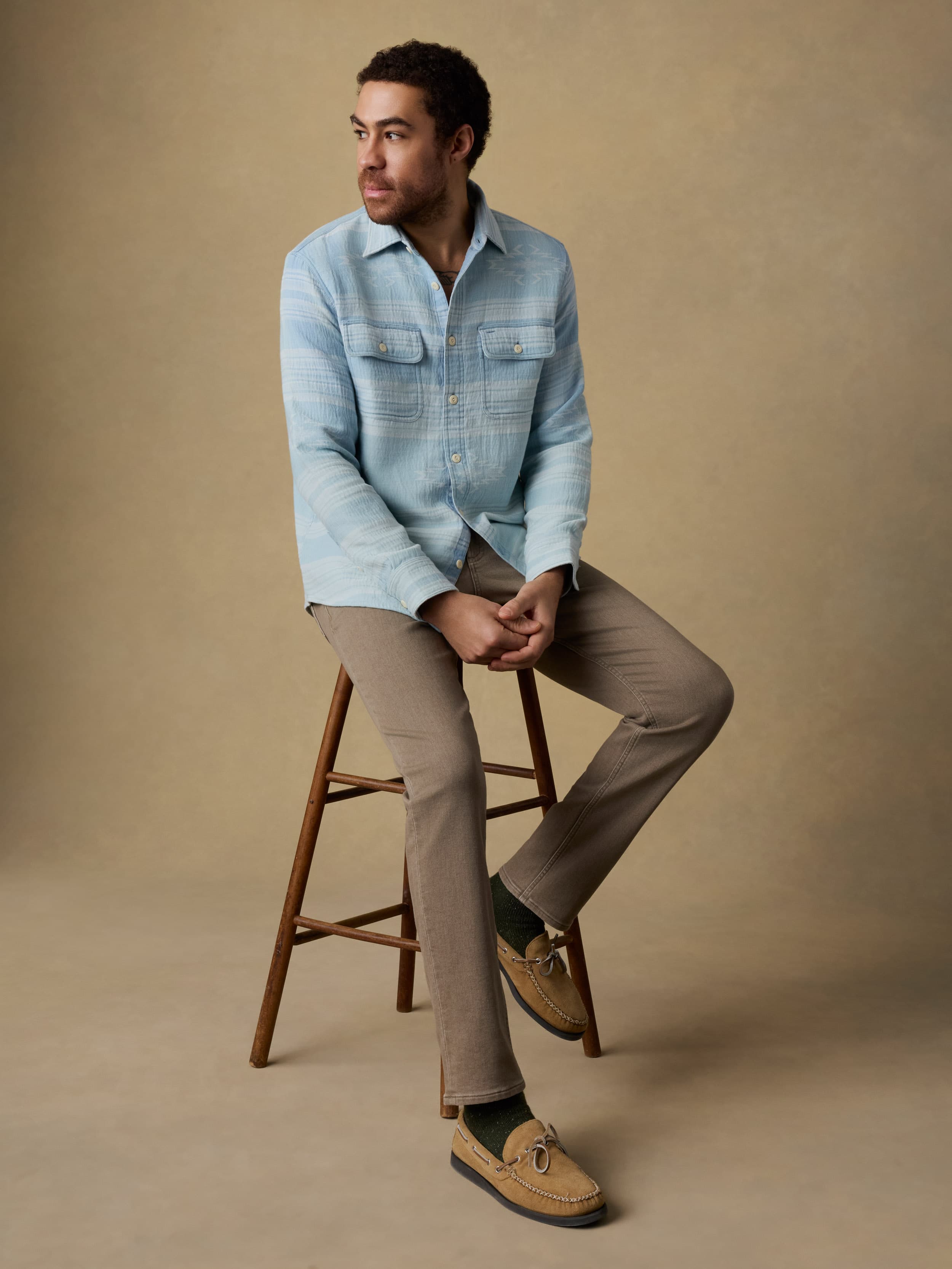 Doug Good Feather Indigo Canyon Overshirt - Indigo Star Serape | Faherty Brand