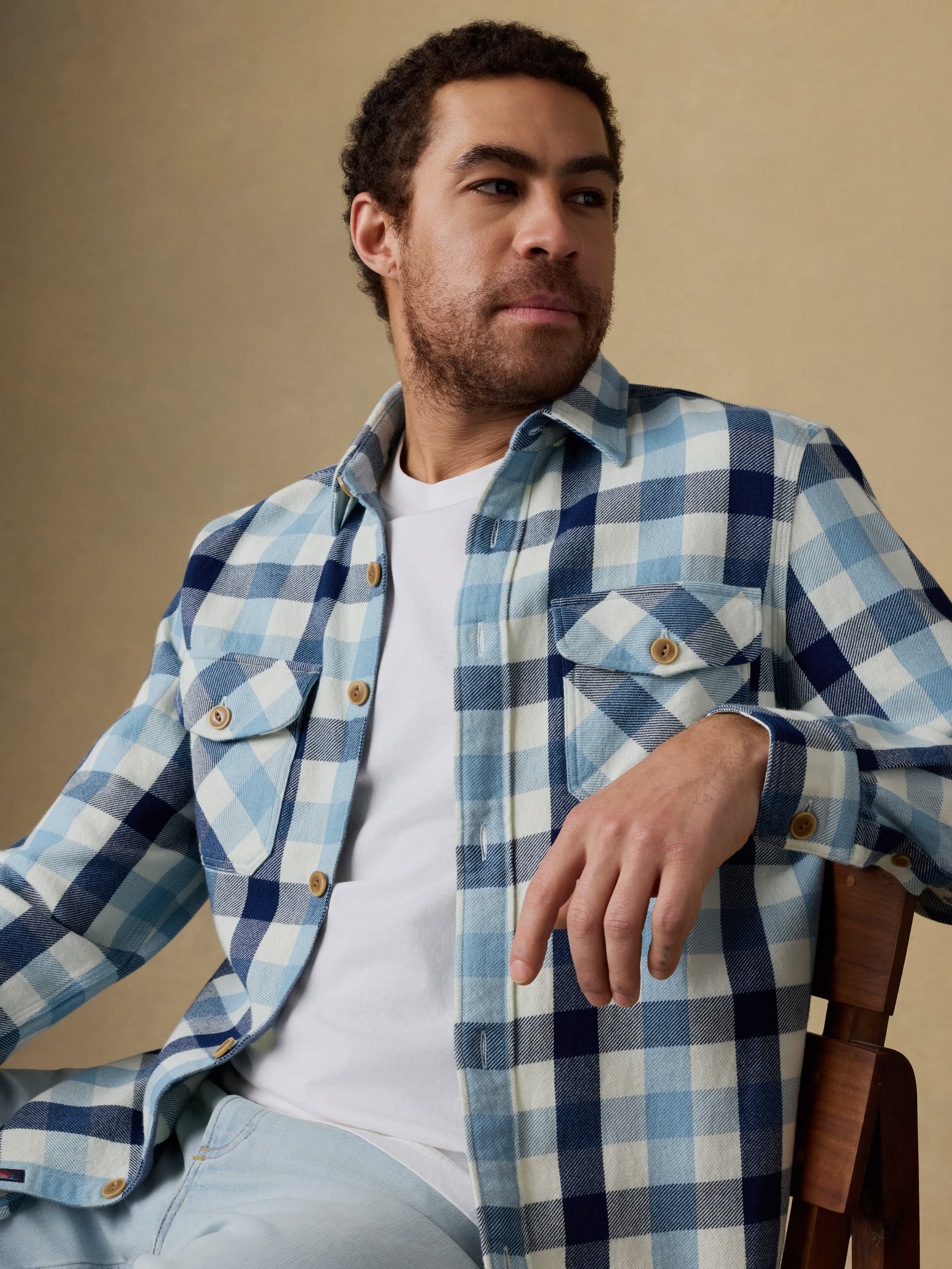 Indigo Overshirt - Indigo Island Buffalo | Faherty Brand