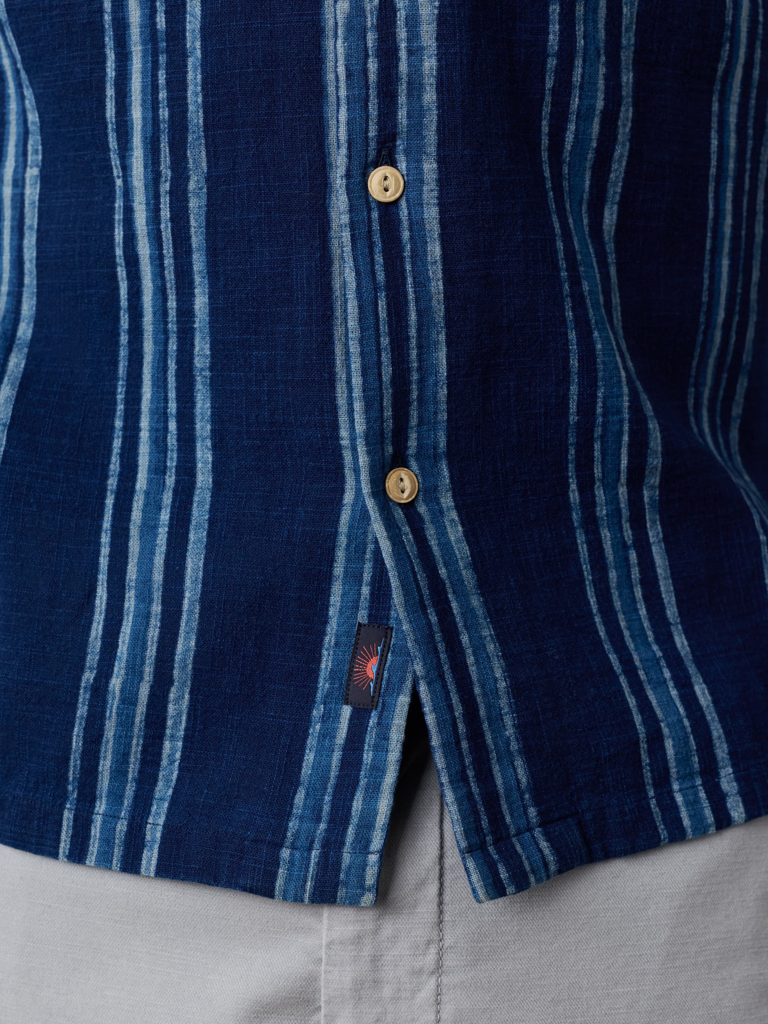 Short-Sleeve Indigo Camp Shirt - Northern Blue Indigo Stripe | Faherty Brand