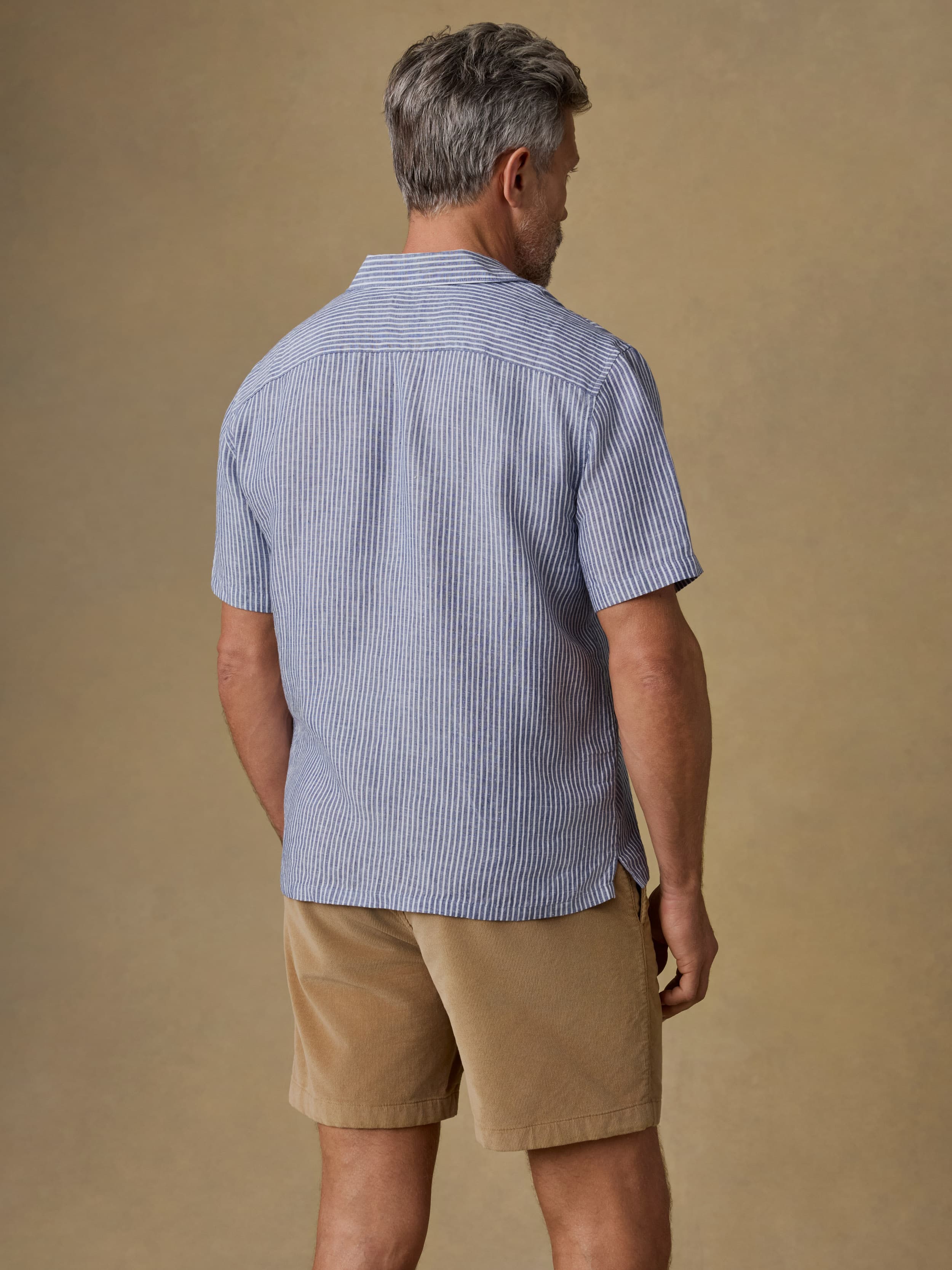 Short-Sleeve Laguna Linen Camp Shirt - Cloud Waters Stripe | Faherty Brand