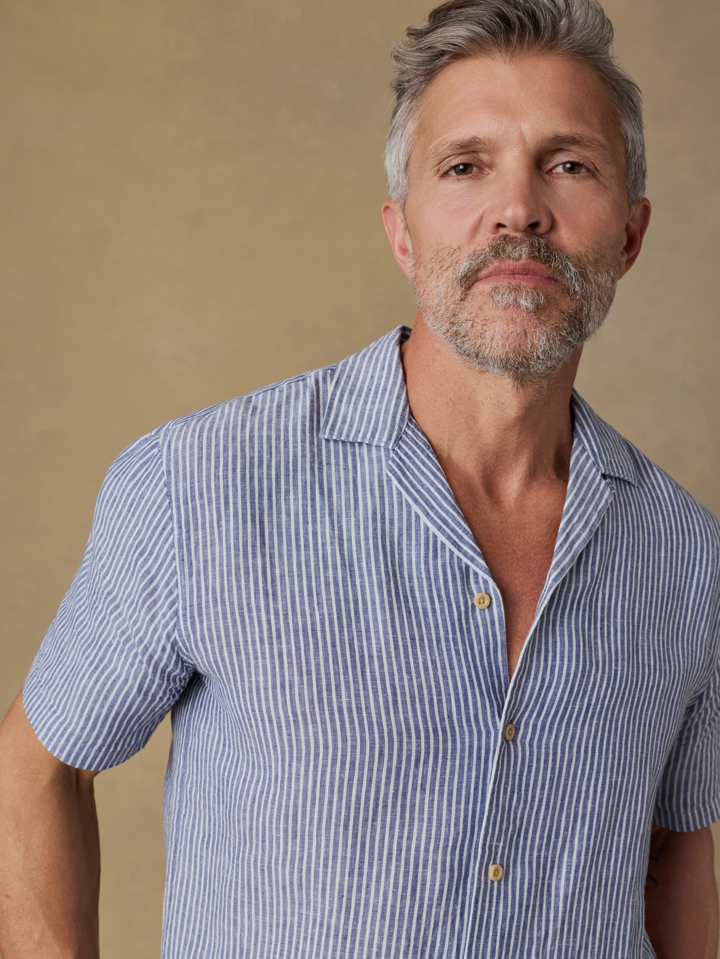 Short-Sleeve Laguna Linen Camp Shirt - Cloud Waters Stripe | Faherty Brand